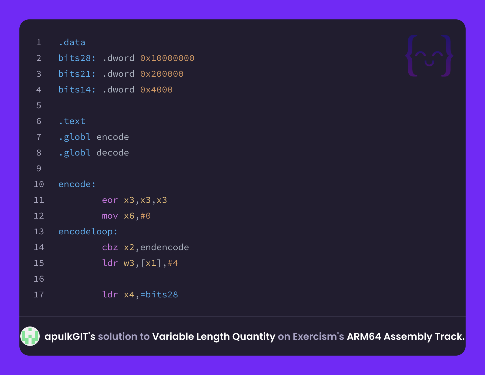 apulkGIT's solution for Variable Length Quantity in ARM64 Assembly on ...