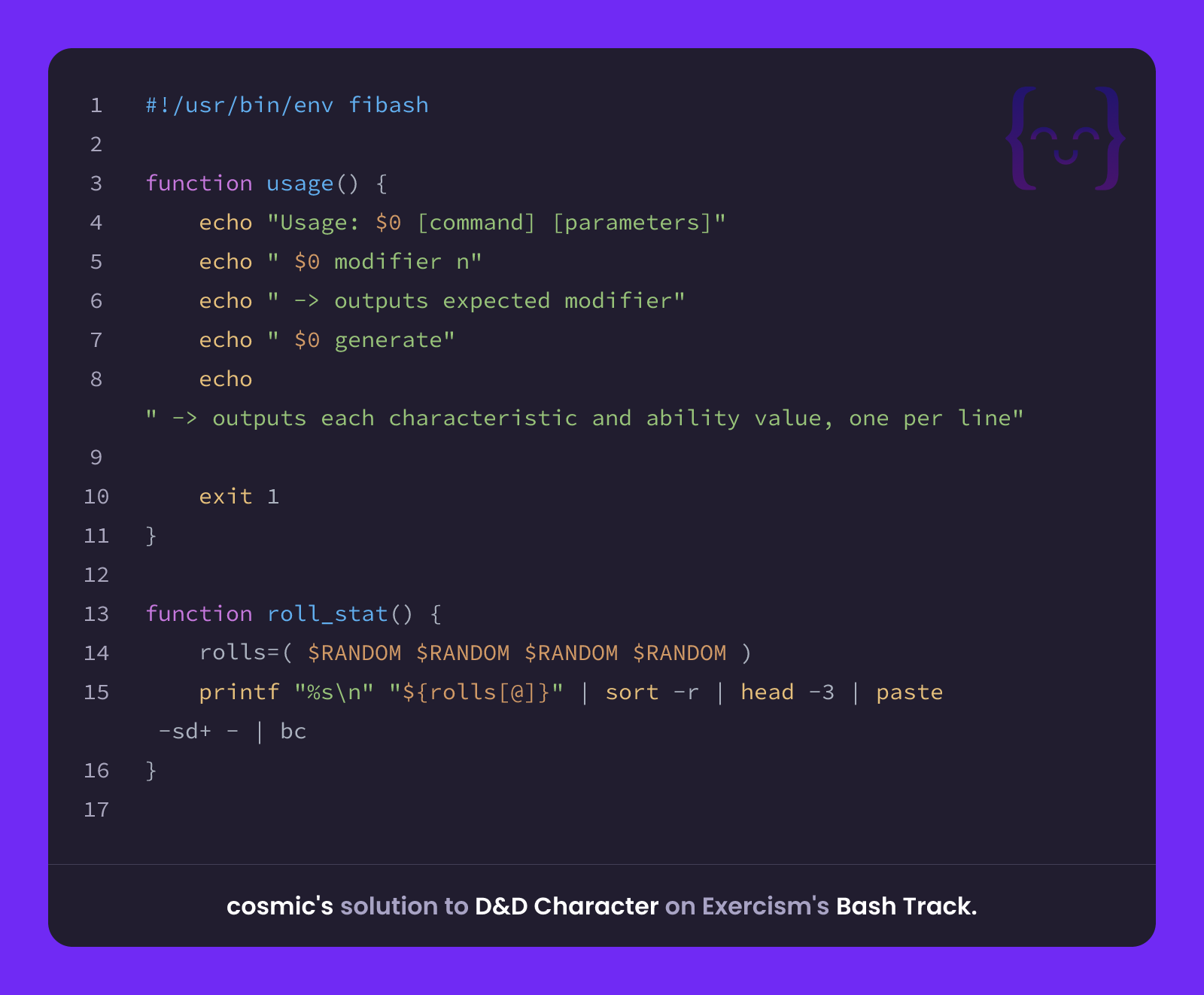 cosmic's solution for D&D Character in Bash on Exercism