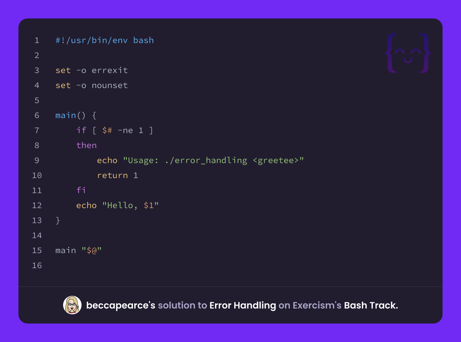 beccapearce's solution for Error Handling in Bash on Exercism