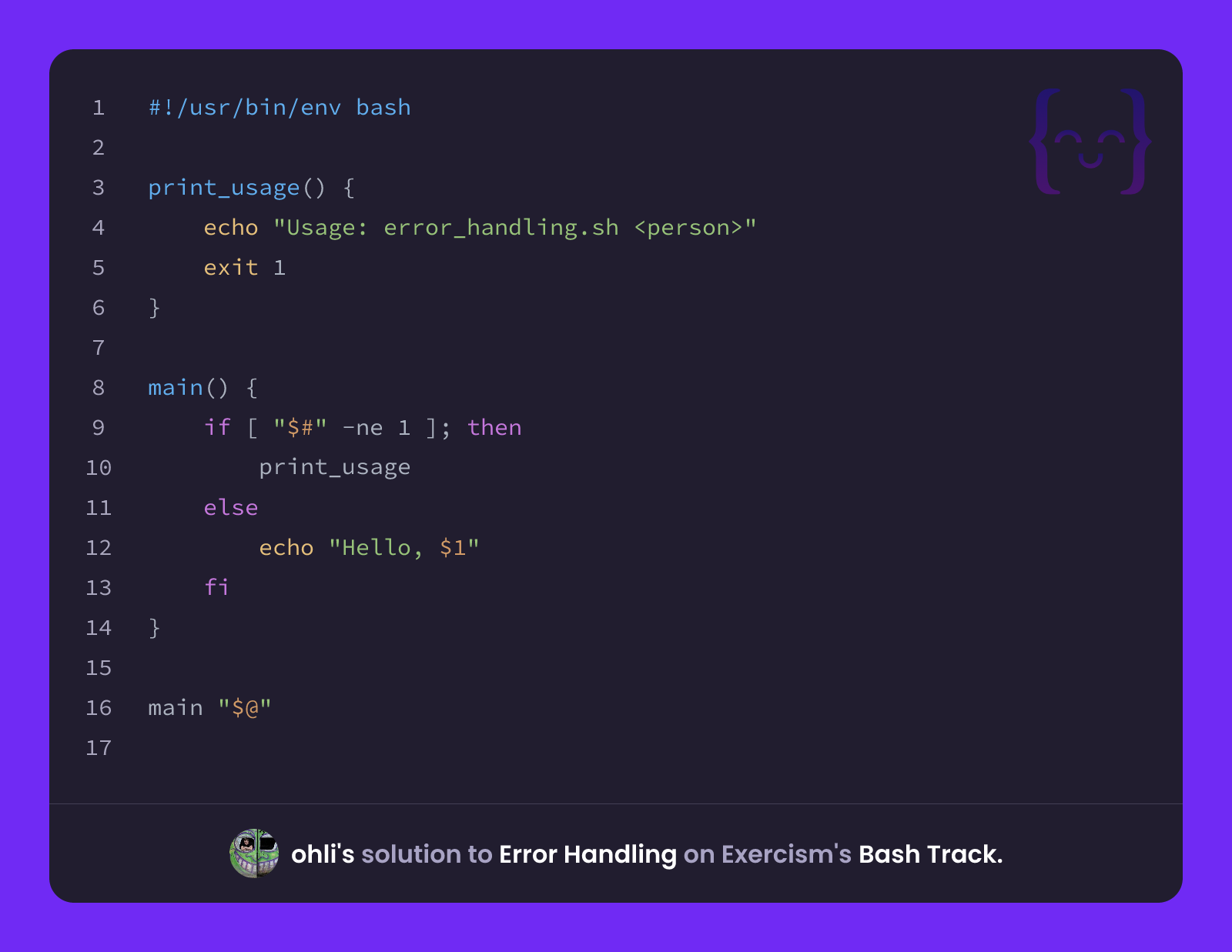 ohli's solution for Error Handling in Bash on Exercism