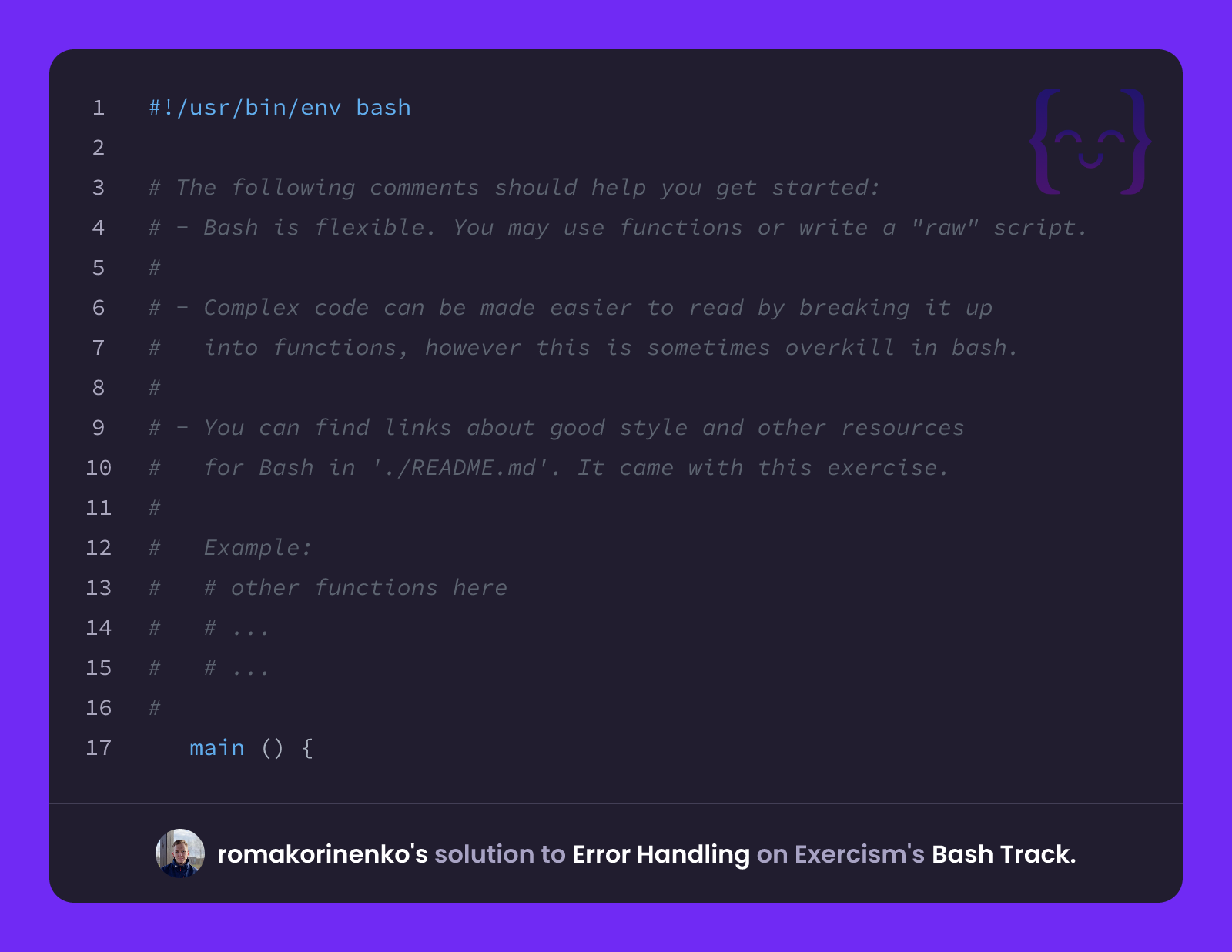 romakorinenko's solution for Error Handling in Bash on Exercism