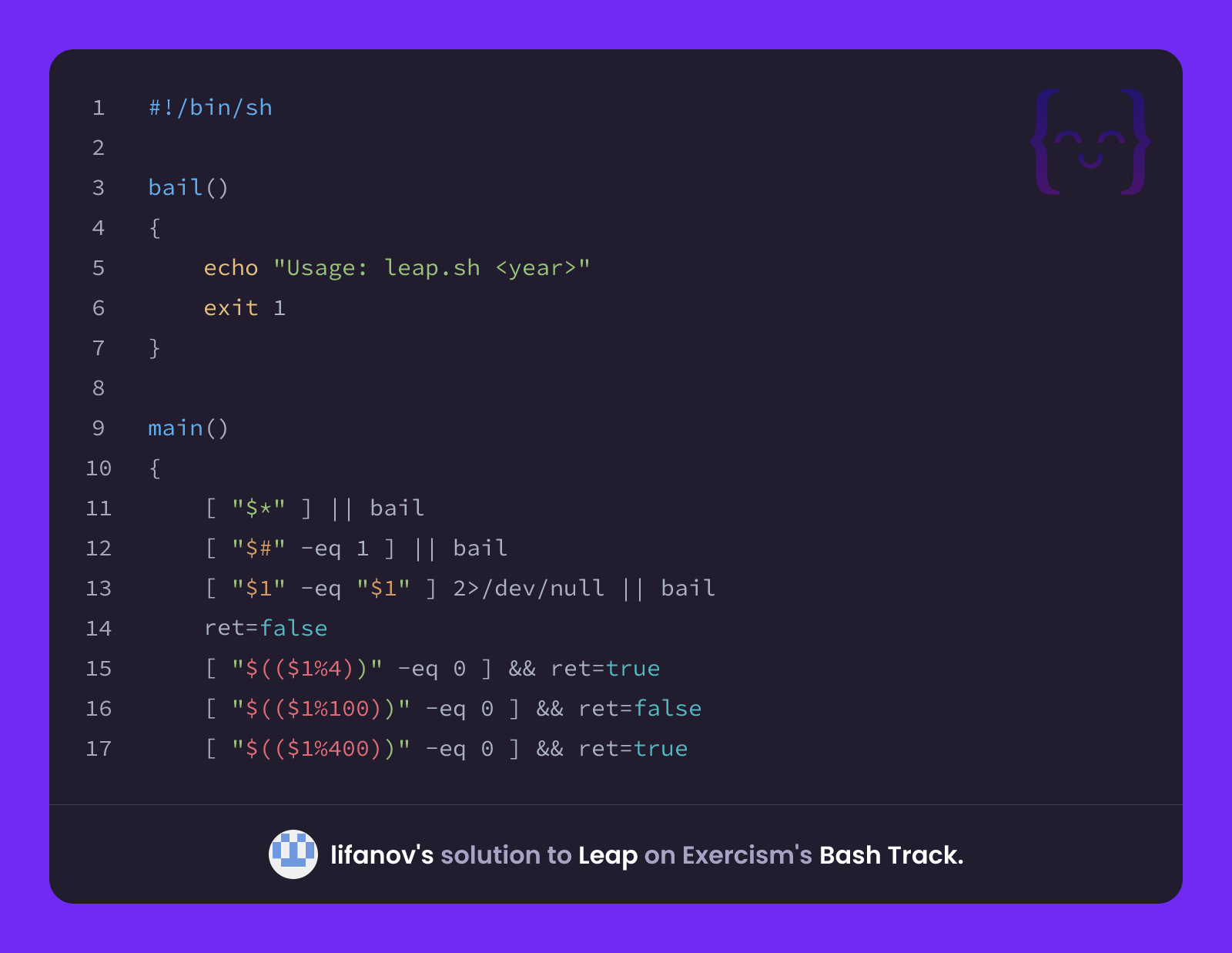 lifanov's solution for Leap in Bash on Exercism