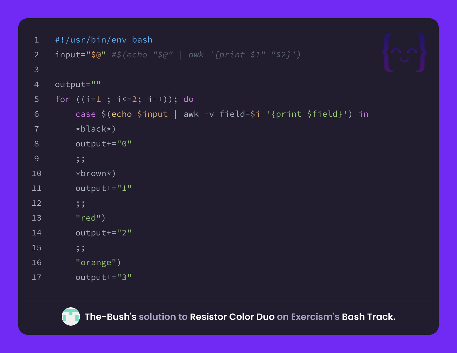 The-Bush's solution for Resistor Color Duo in Bash on Exercism