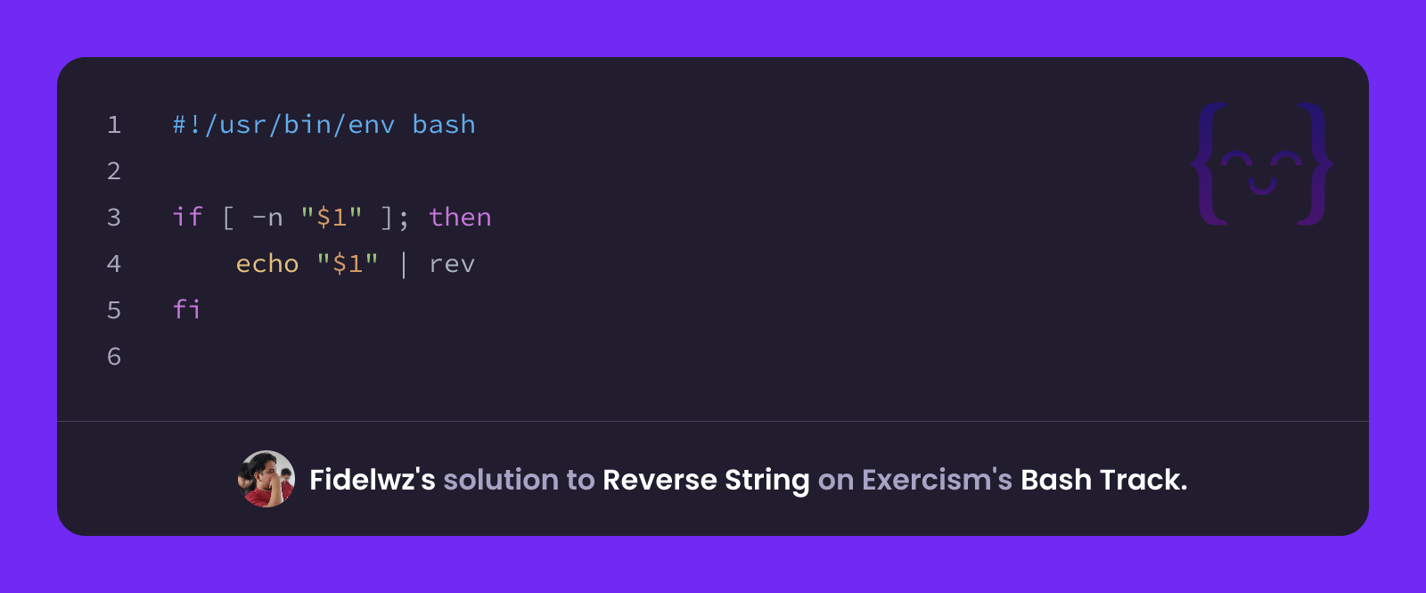 Fidelwz's solution for Reverse String in Bash on Exercism