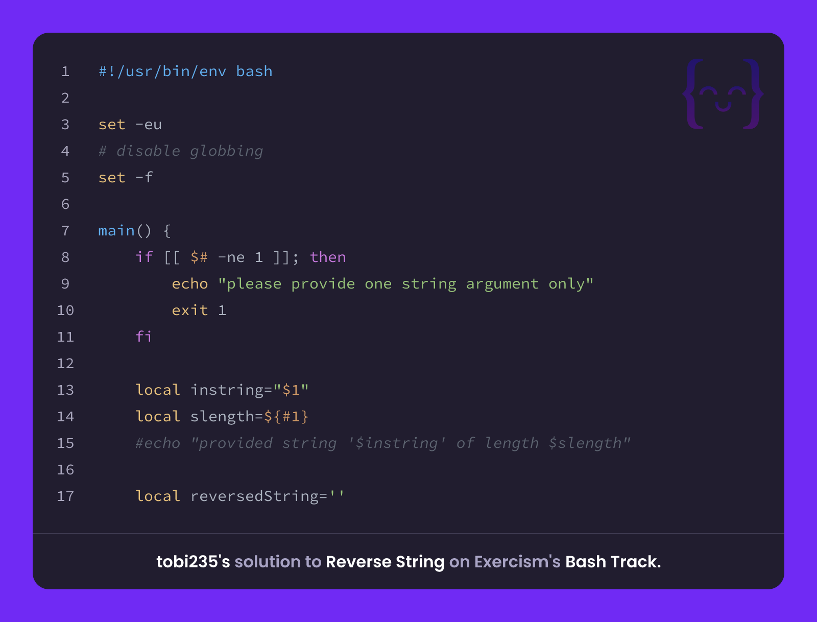 tobi235's solution for Reverse String in Bash on Exercism