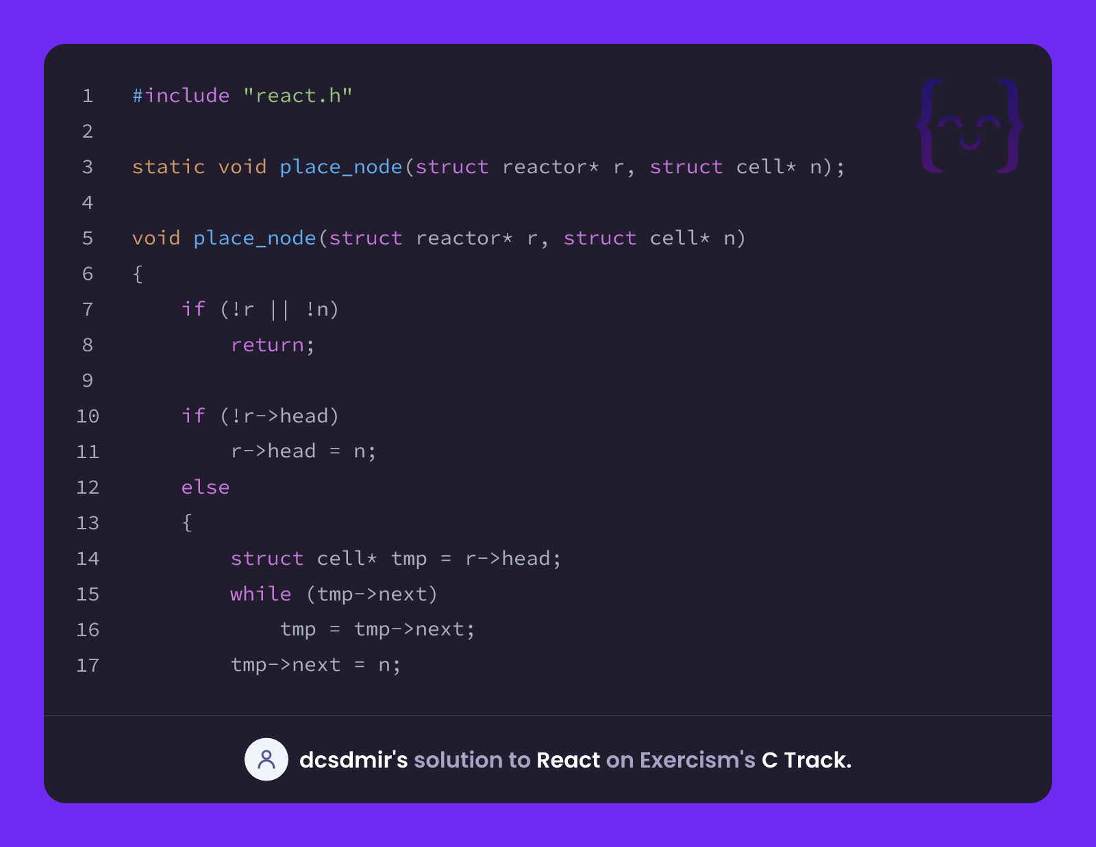 dcsdmir's solution for React in C on Exercism