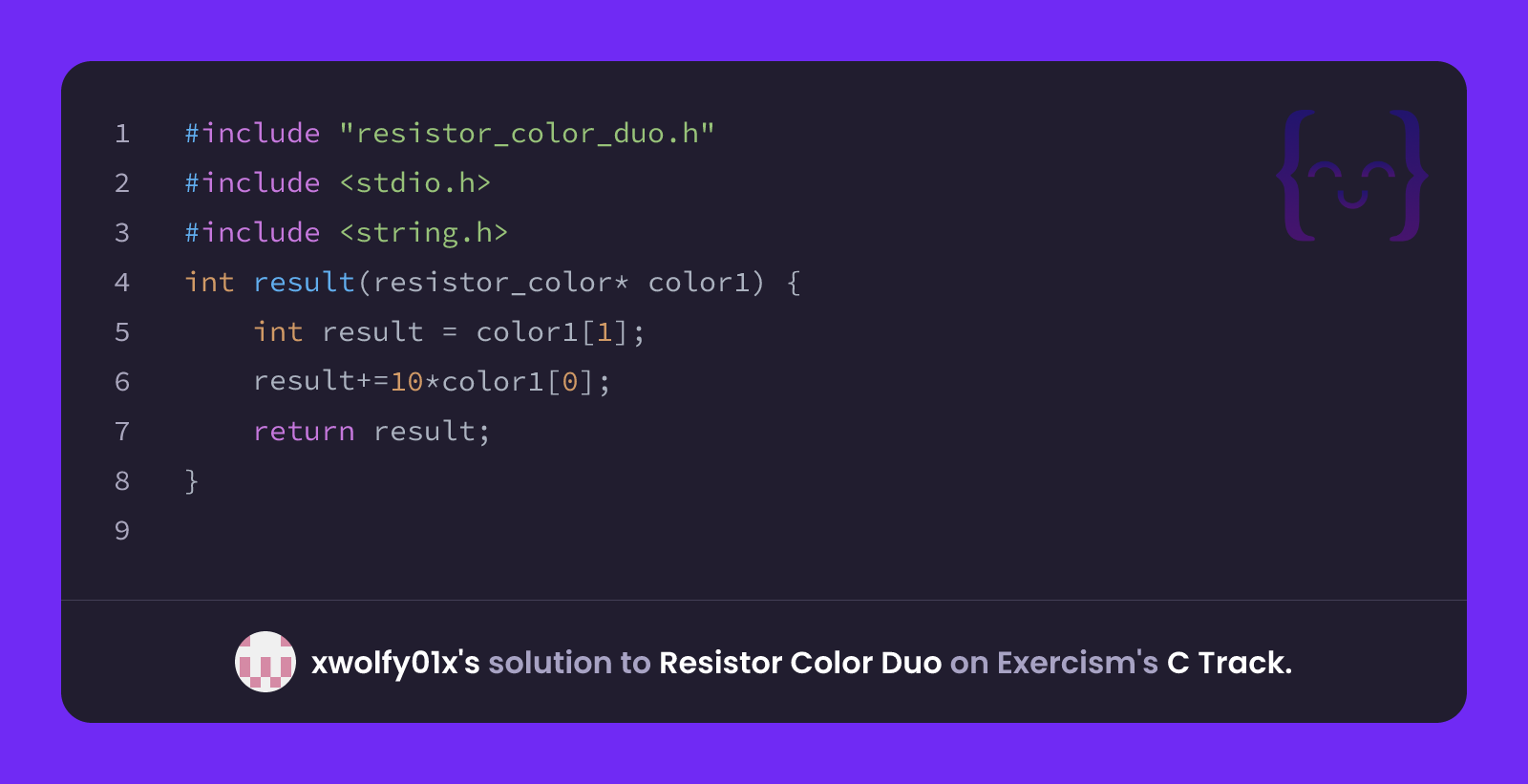 xwolfy01x's solution for Resistor Color Duo in C on Exercism