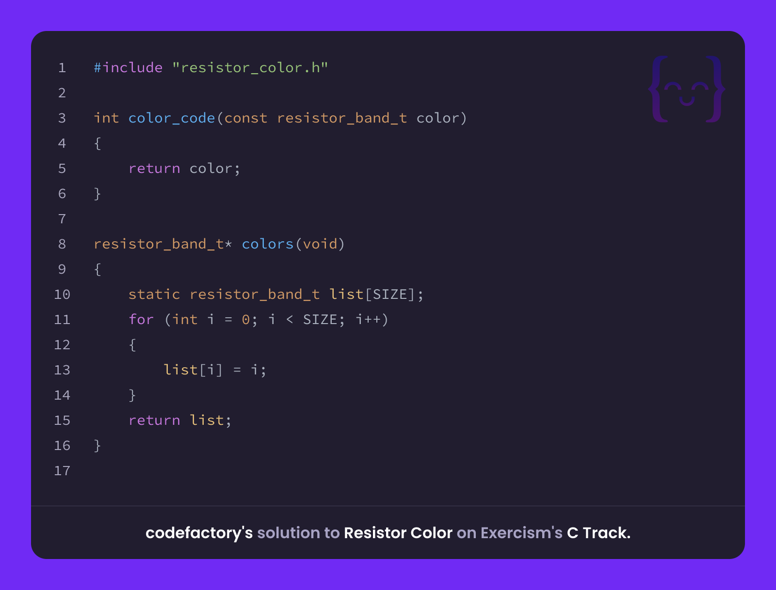 codefactory's solution for Resistor Color in C on Exercism
