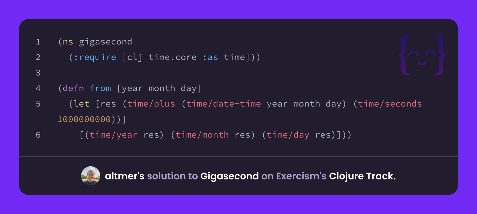 altmer's solution for Gigasecond in Clojure on Exercism