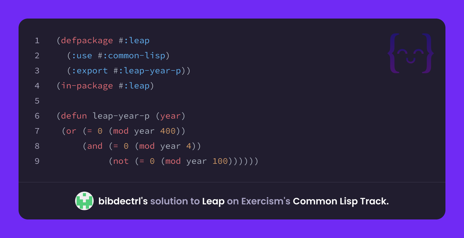 bibdectrl's solution for Leap in Common Lisp on Exercism