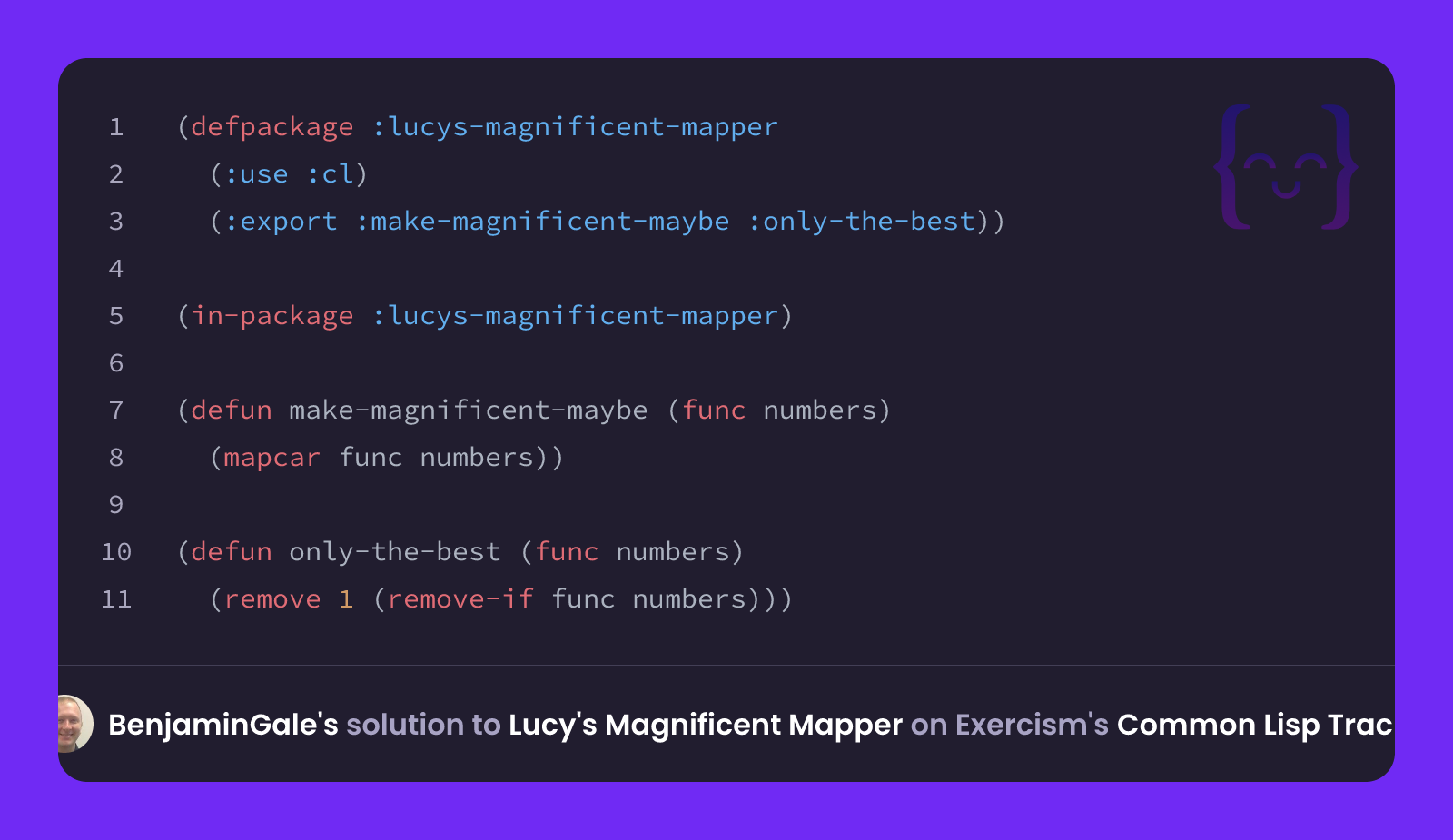 BenjaminGale's solution for Lucy's Magnificent Mapper in Common Lisp on ...