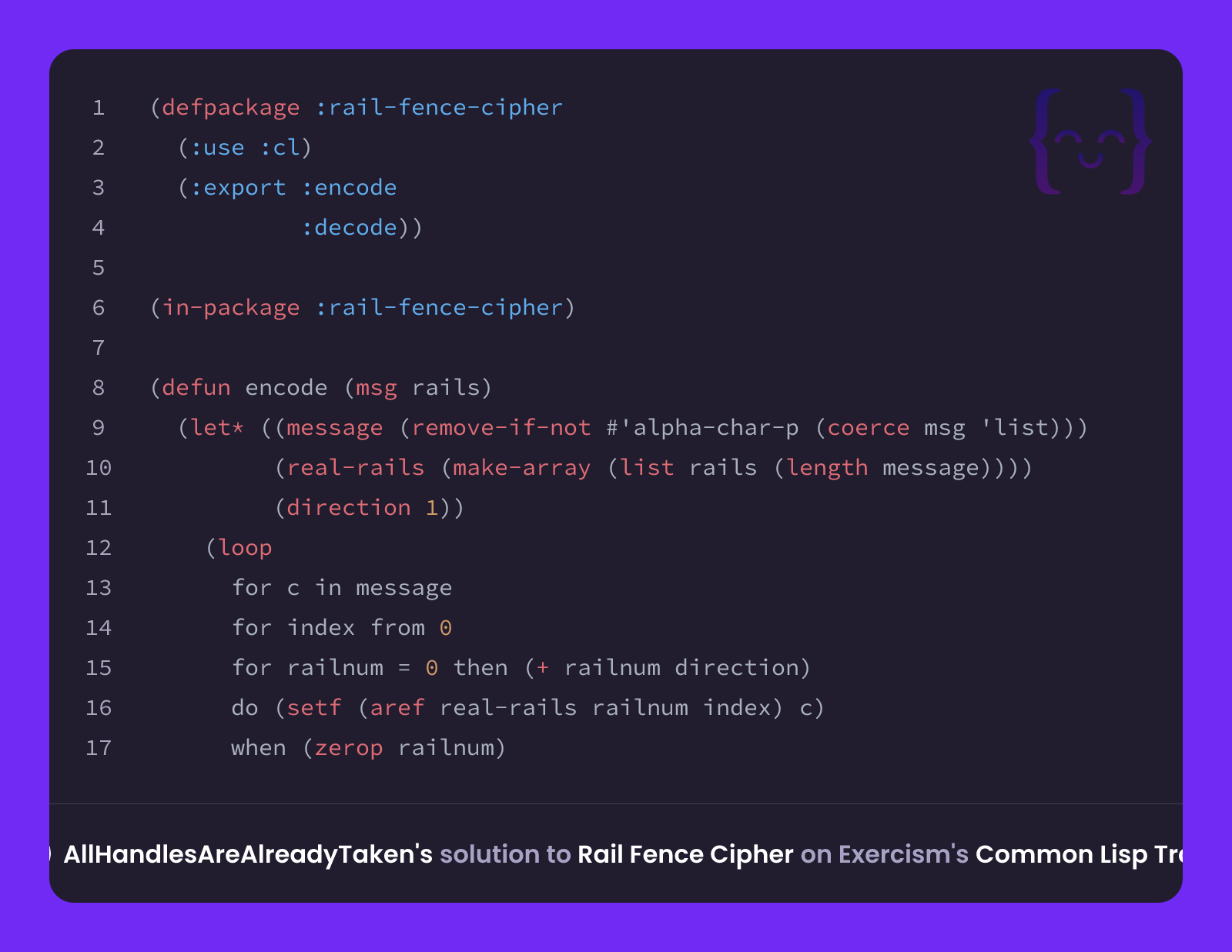AllHandlesAreAlreadyTaken's solution for Rail Fence Cipher in Common ...