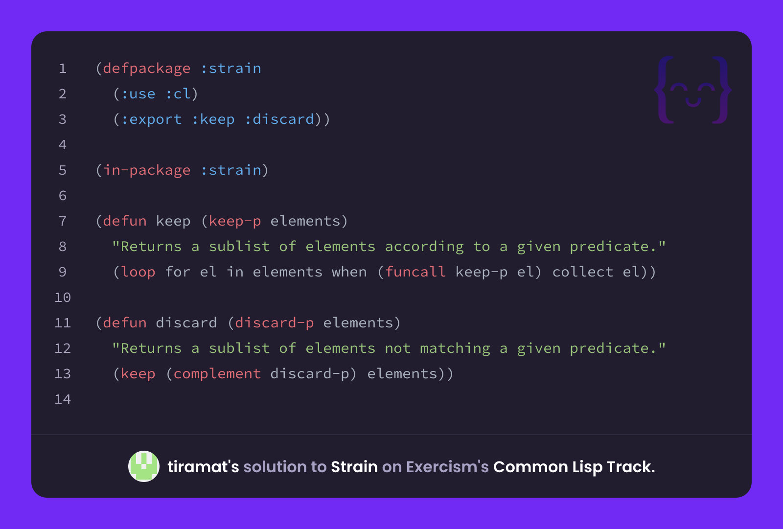 tiramat's solution for Strain in Common Lisp on Exercism