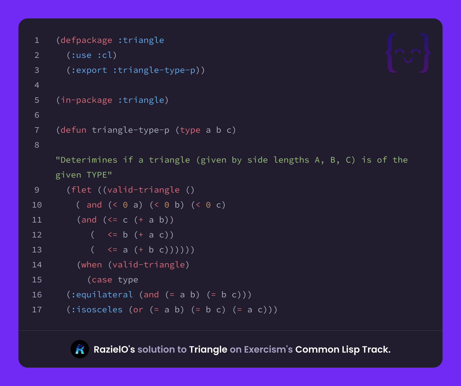 RazielO's solution for Triangle in Common Lisp on Exercism