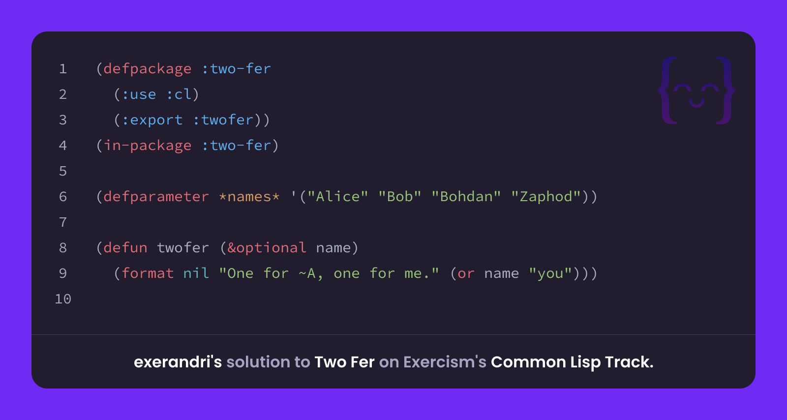 exerandri's solution for Two Fer in Common Lisp on Exercism