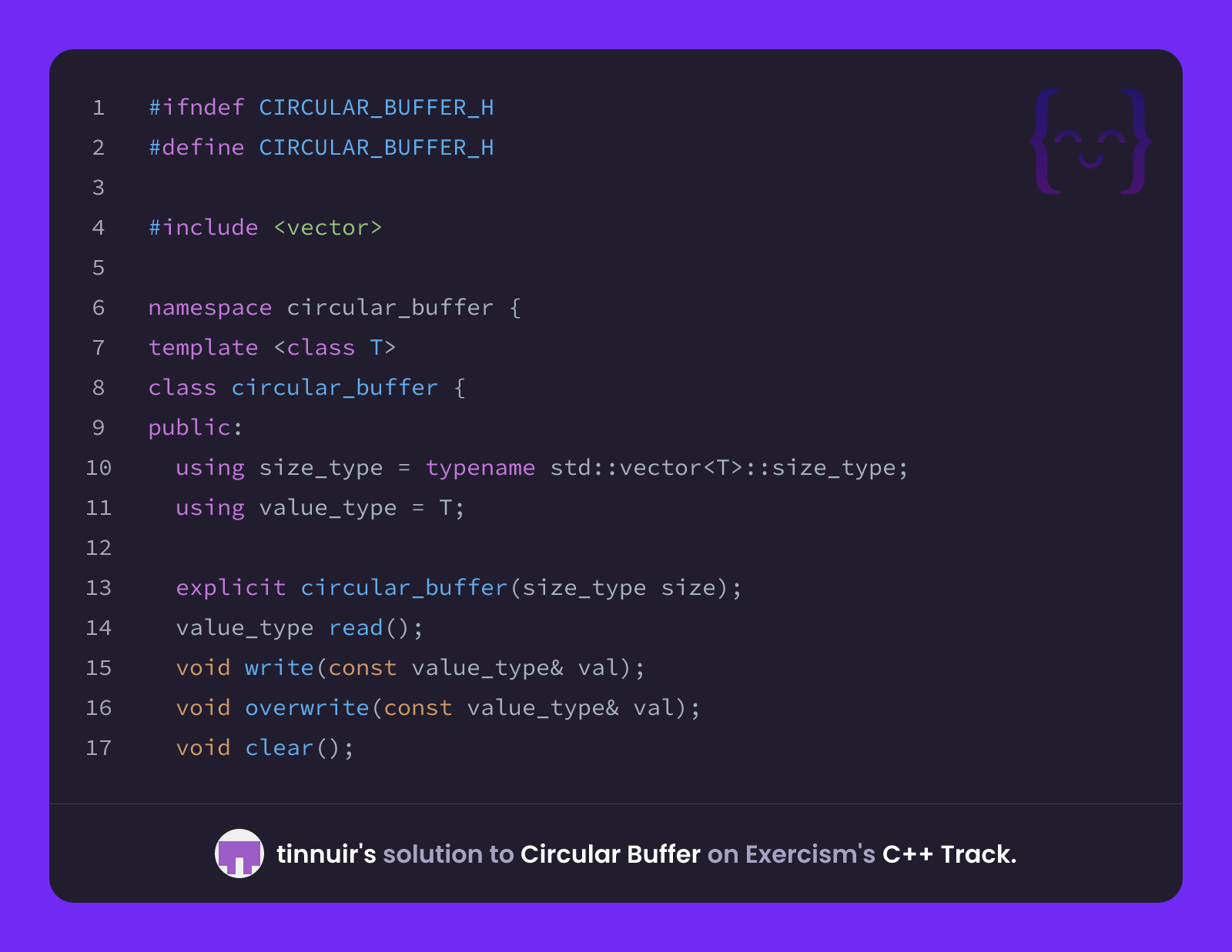 tinnuir's solution for Circular Buffer in C++ on Exercism