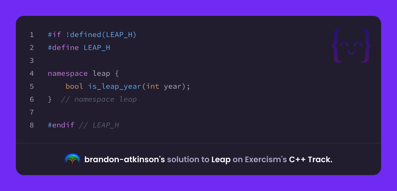 brandon-atkinson's solution for Leap in C++ on Exercism
