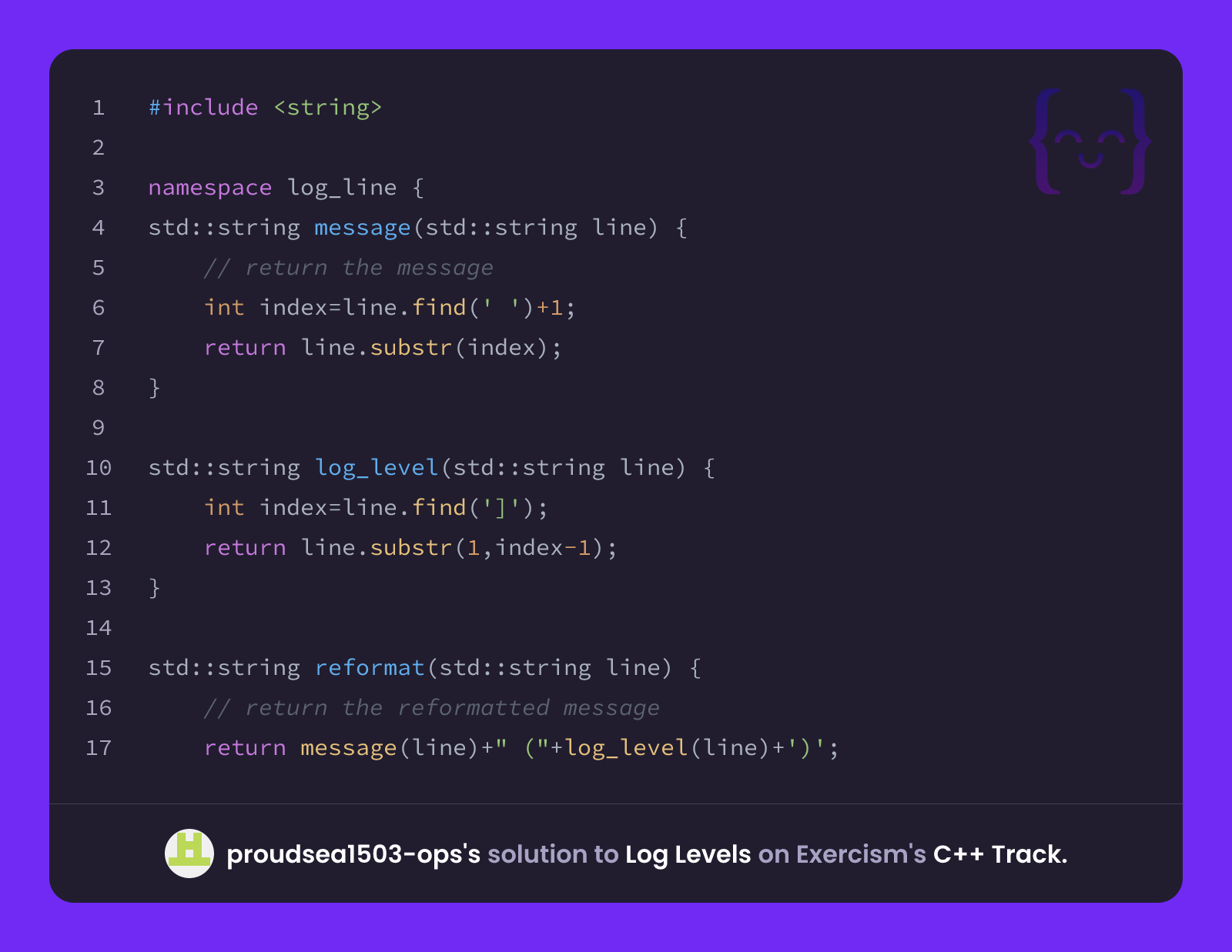 proudsea1503-ops's solution for Log Levels in C++ on Exercism