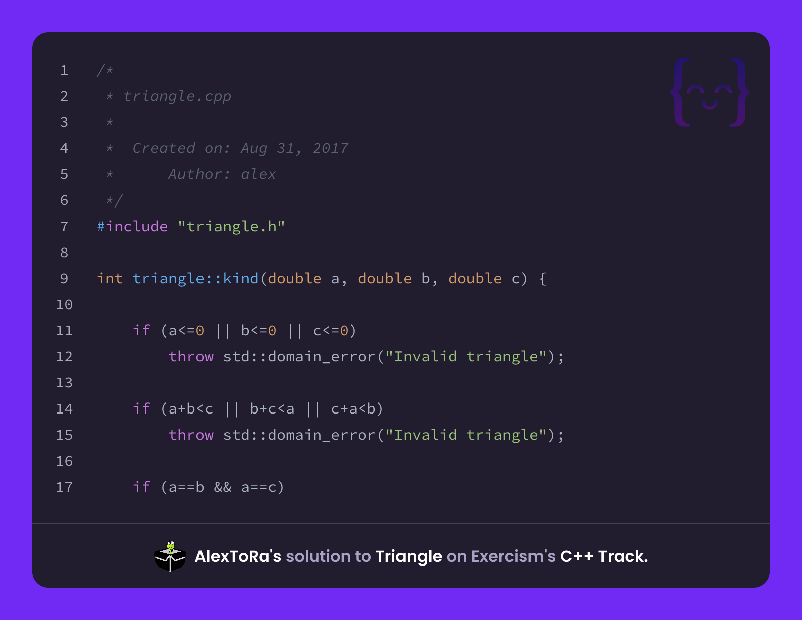 AlexToRa's solution for Triangle in C++ on Exercism