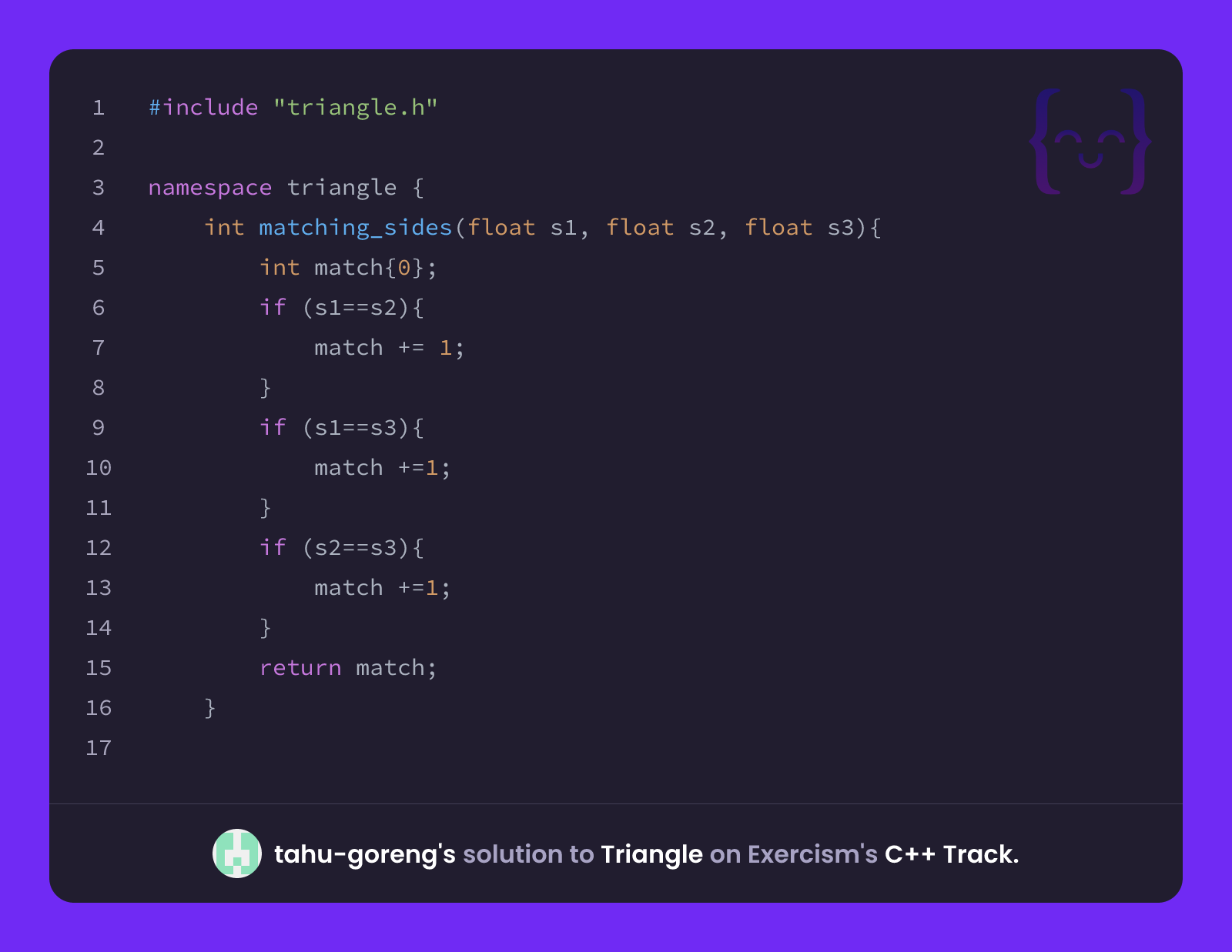 tahu-goreng's solution for Triangle in C++ on Exercism