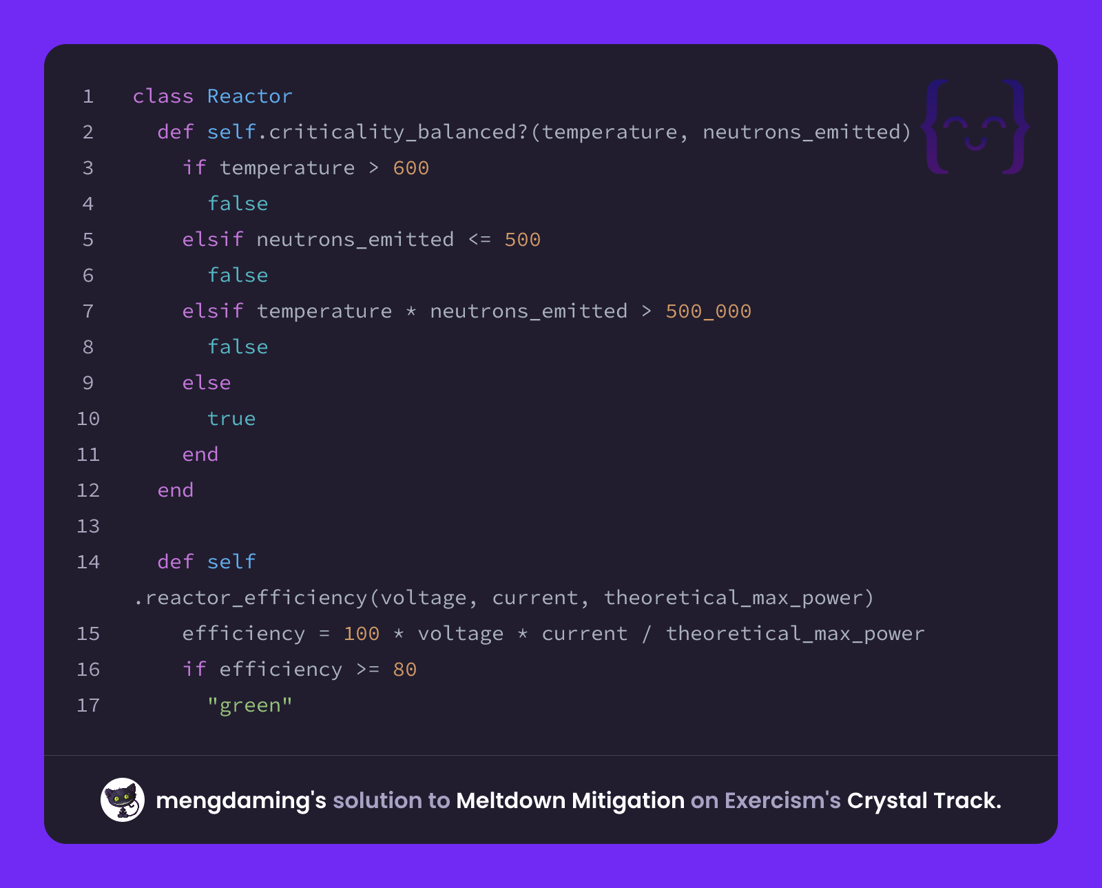 mengdaming's solution for Meltdown Mitigation in Crystal on Exercism