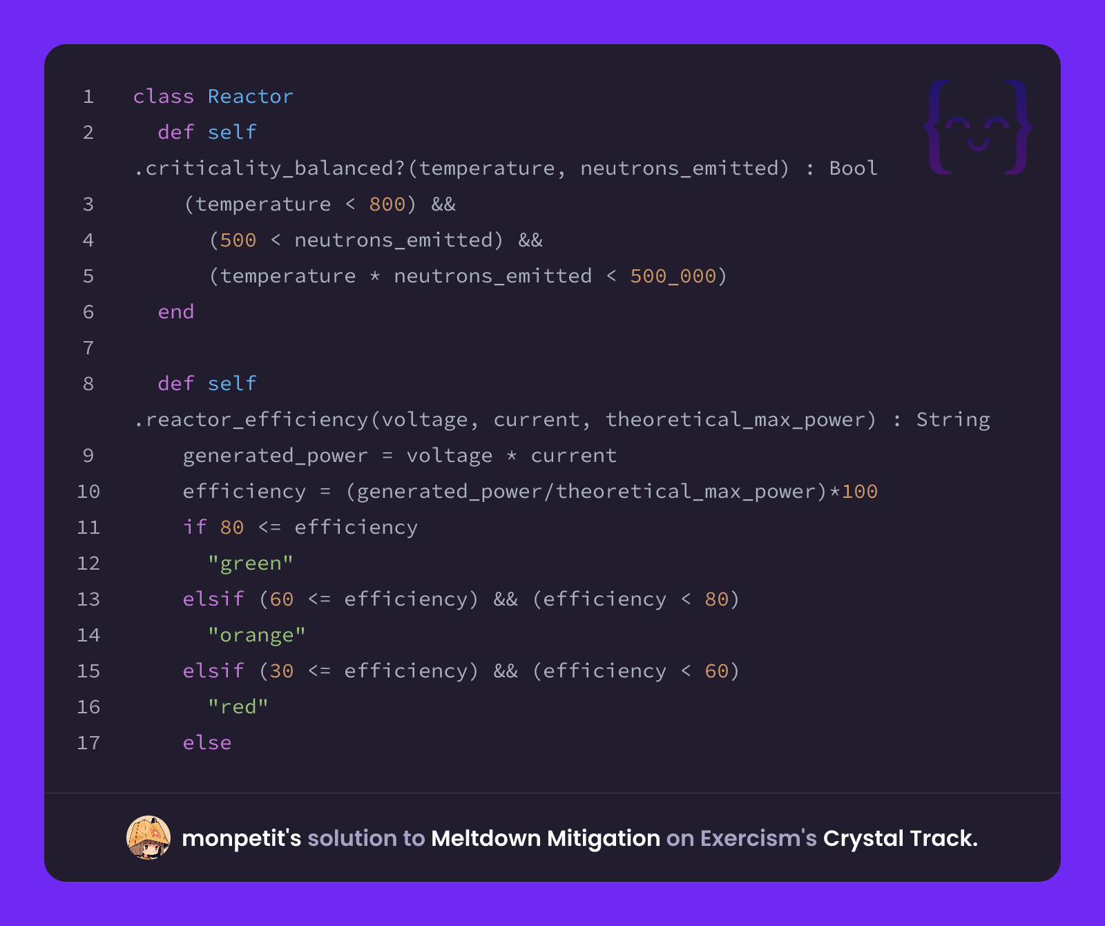 monpetit's solution for Meltdown Mitigation in Crystal on Exercism