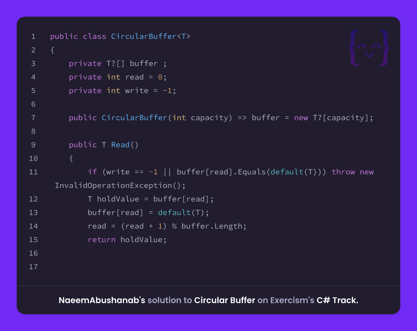 NaeemAbushanab's solution for Circular Buffer in C# on Exercism