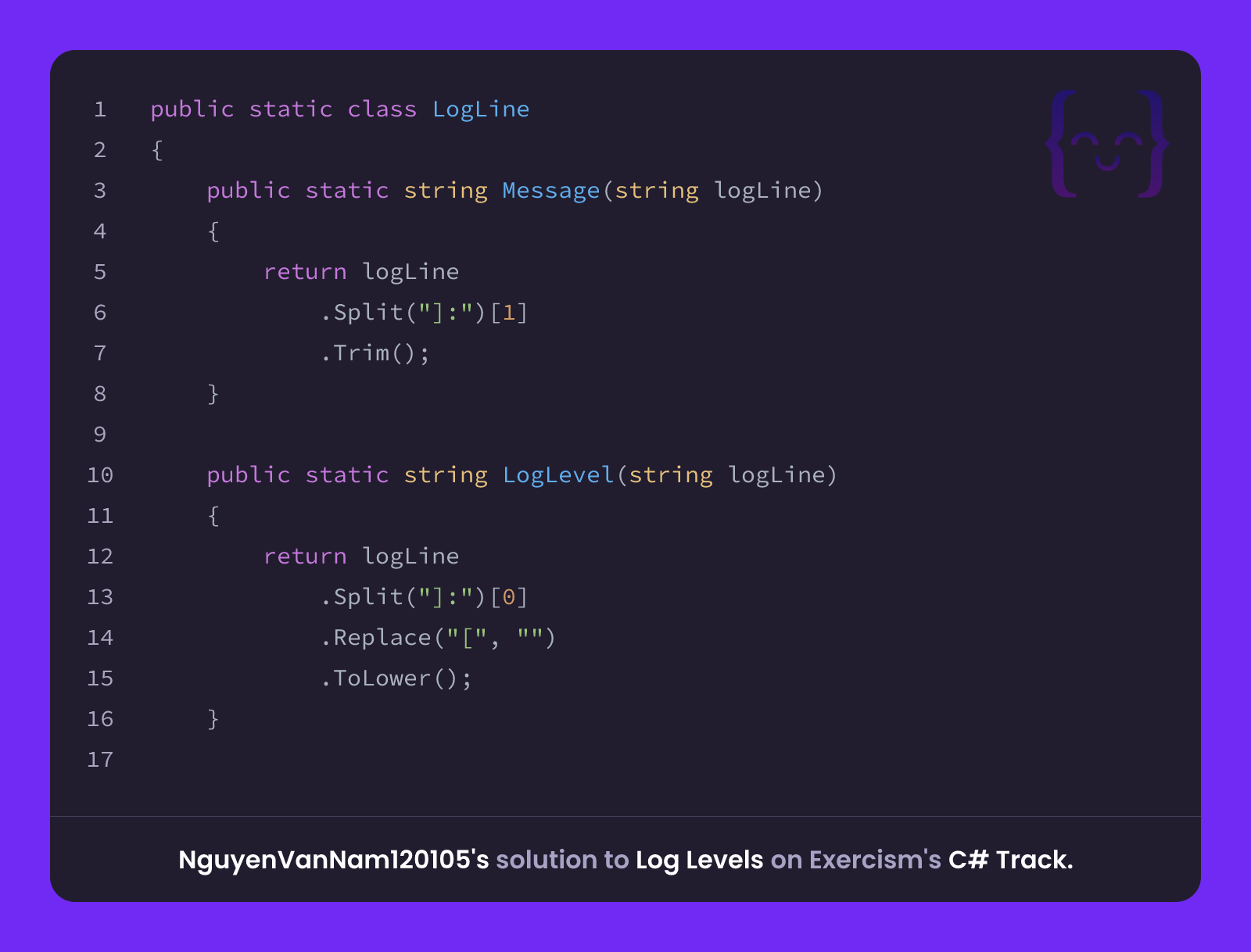 NguyenVanNam120105's solution for Log Levels in C# on Exercism
