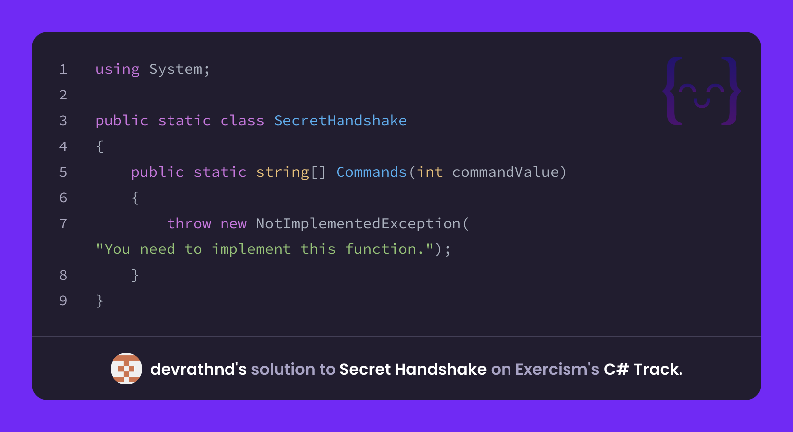 devrathnd's solution for Secret Handshake in C# on Exercism