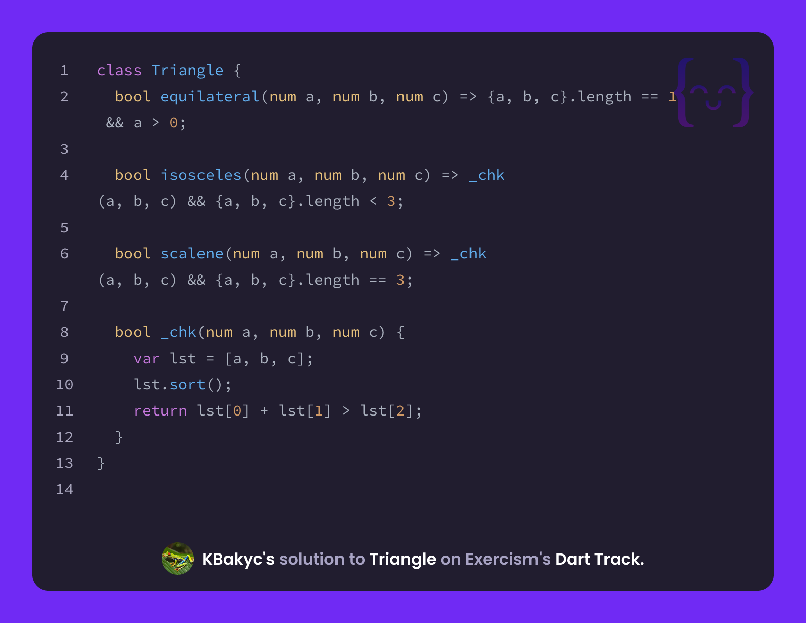 KBakyc's solution for Triangle in Dart on Exercism