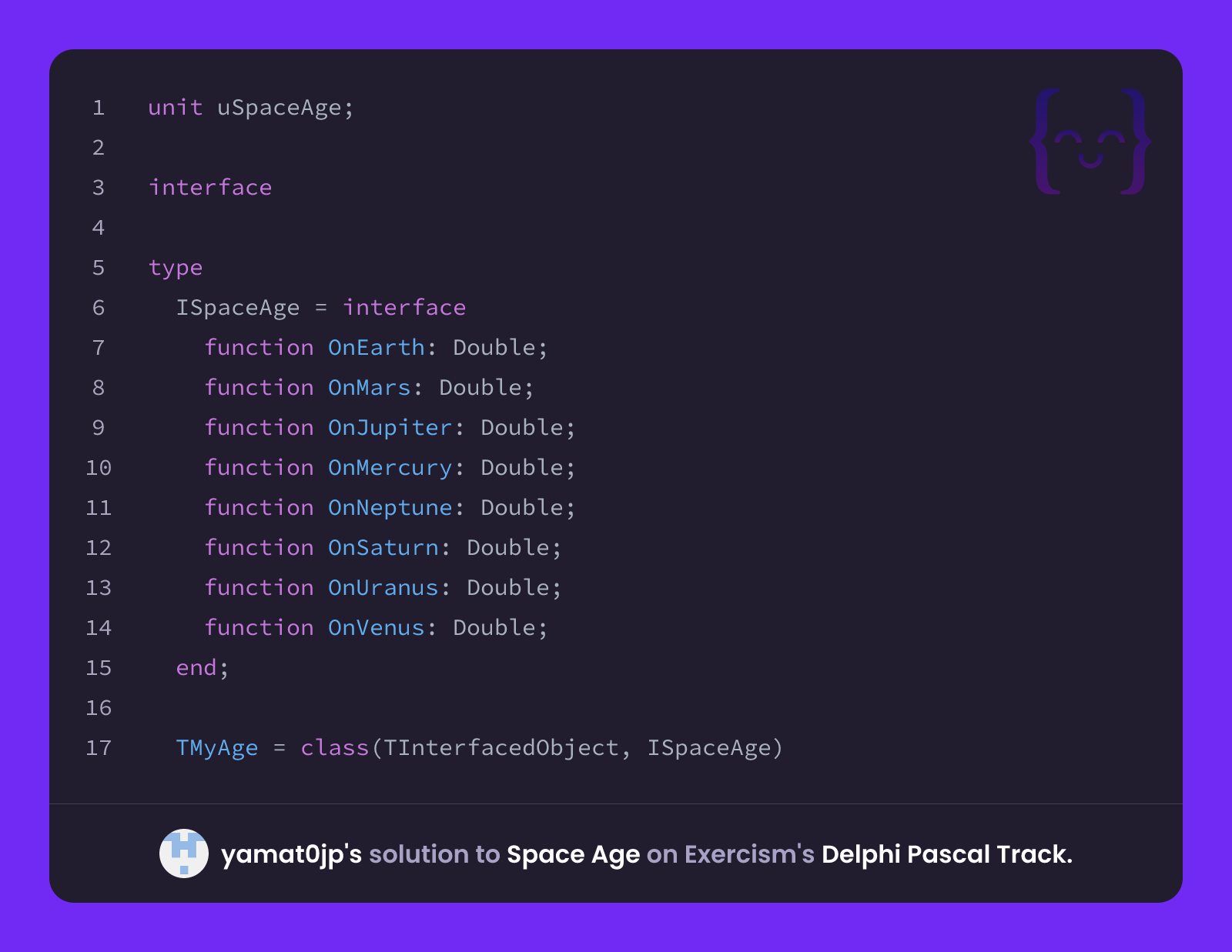 yamat0jp's solution for Space Age in Delphi Pascal on Exercism