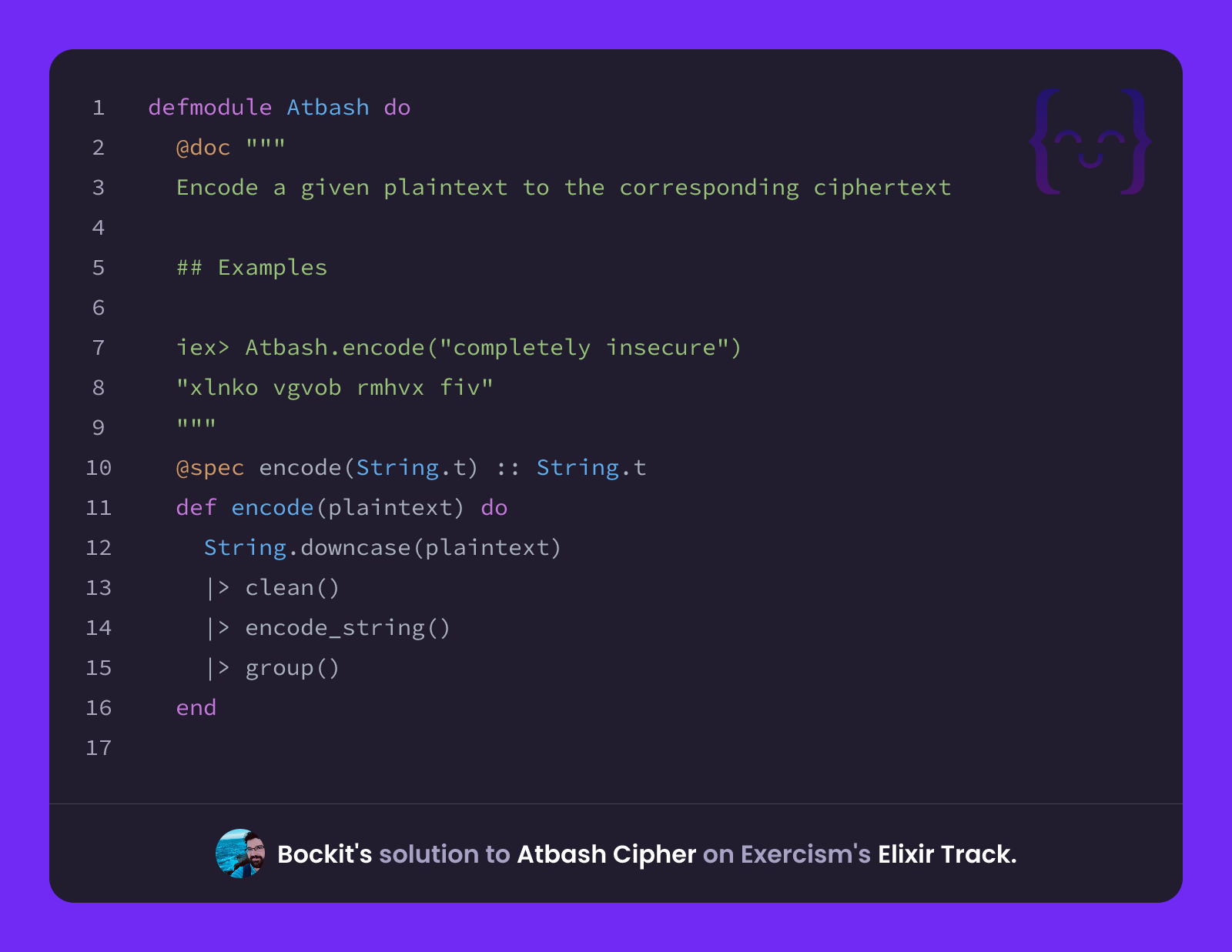 Bockit's solution for Atbash Cipher in Elixir on Exercism