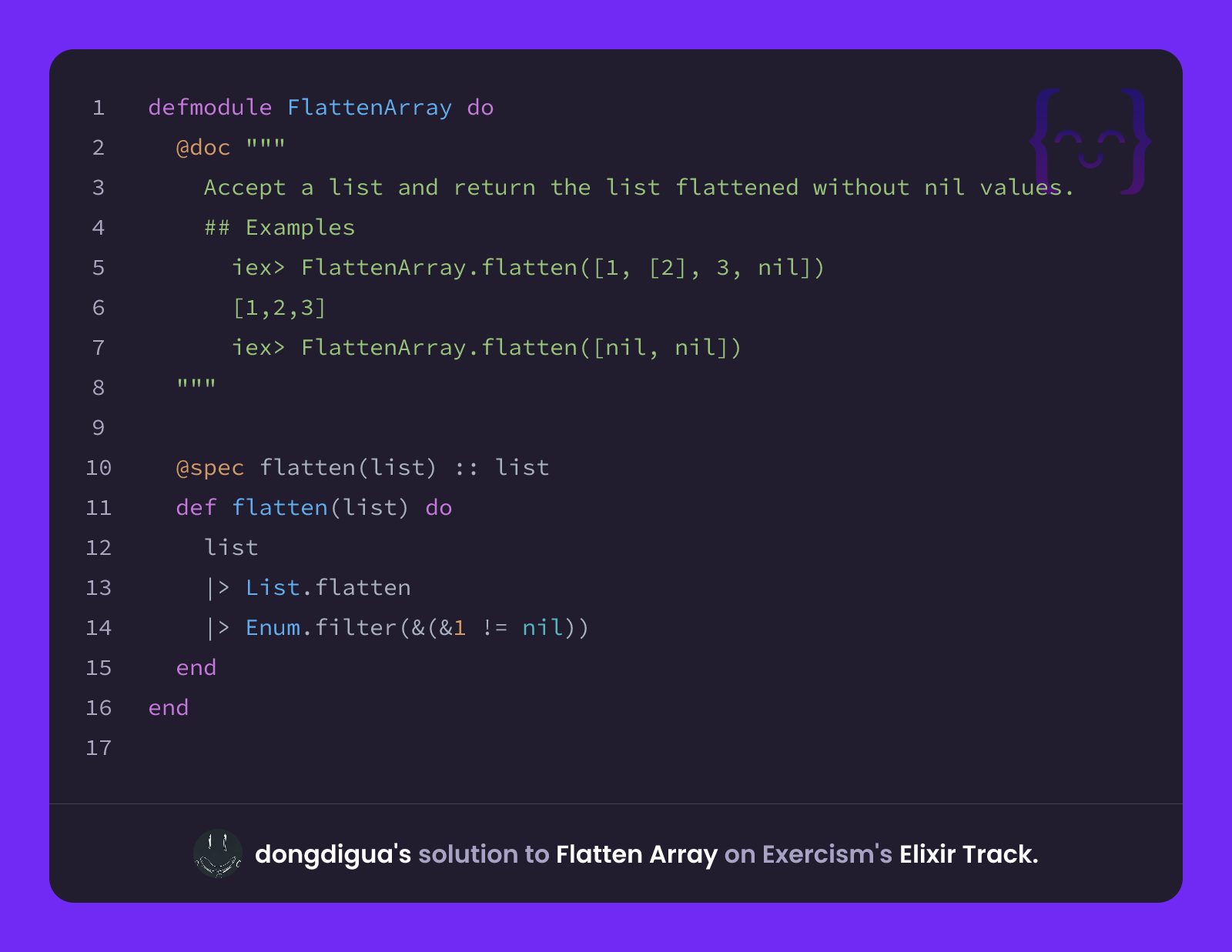 dongdigua's solution for Flatten Array in Elixir on Exercism