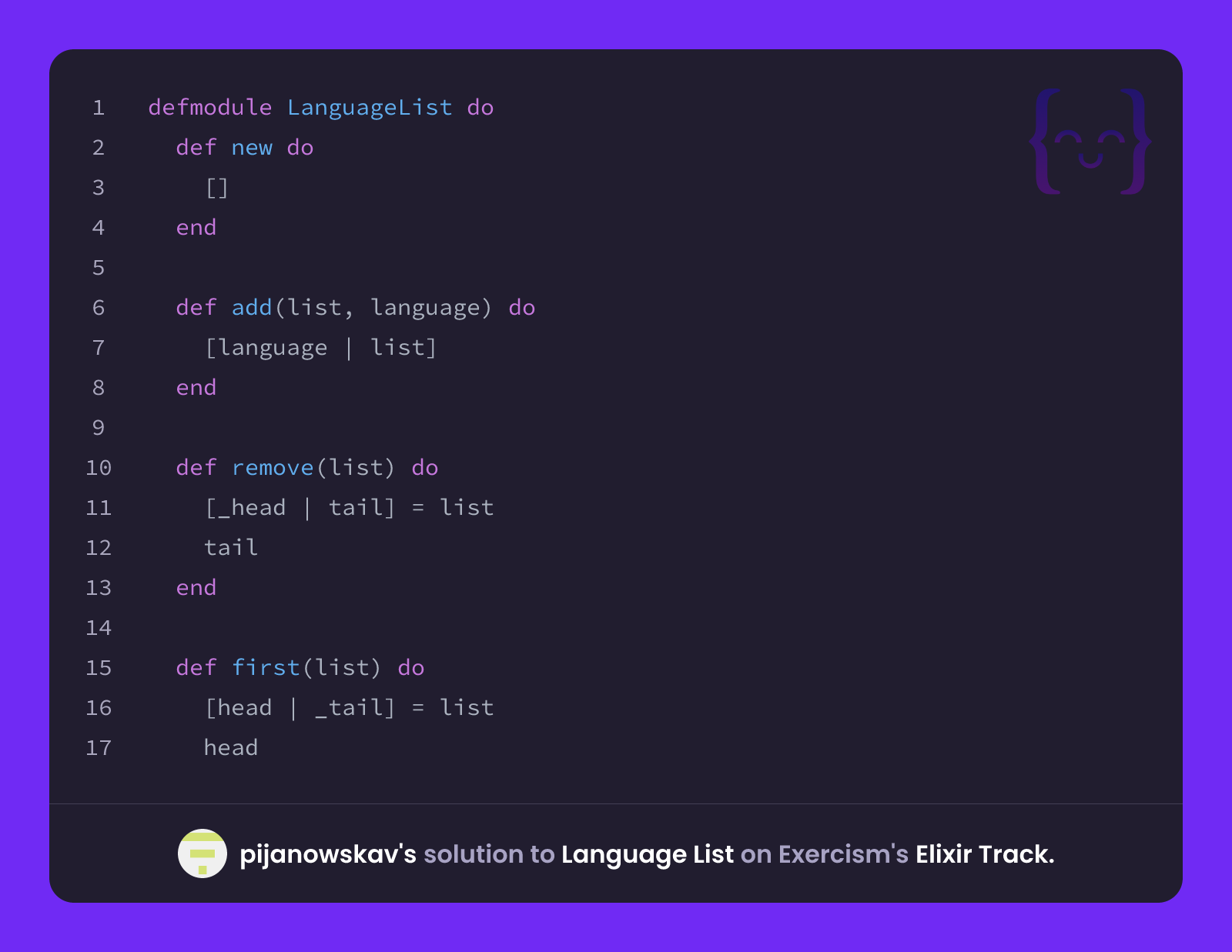 pijanowskav's solution for Language List in Elixir on Exercism