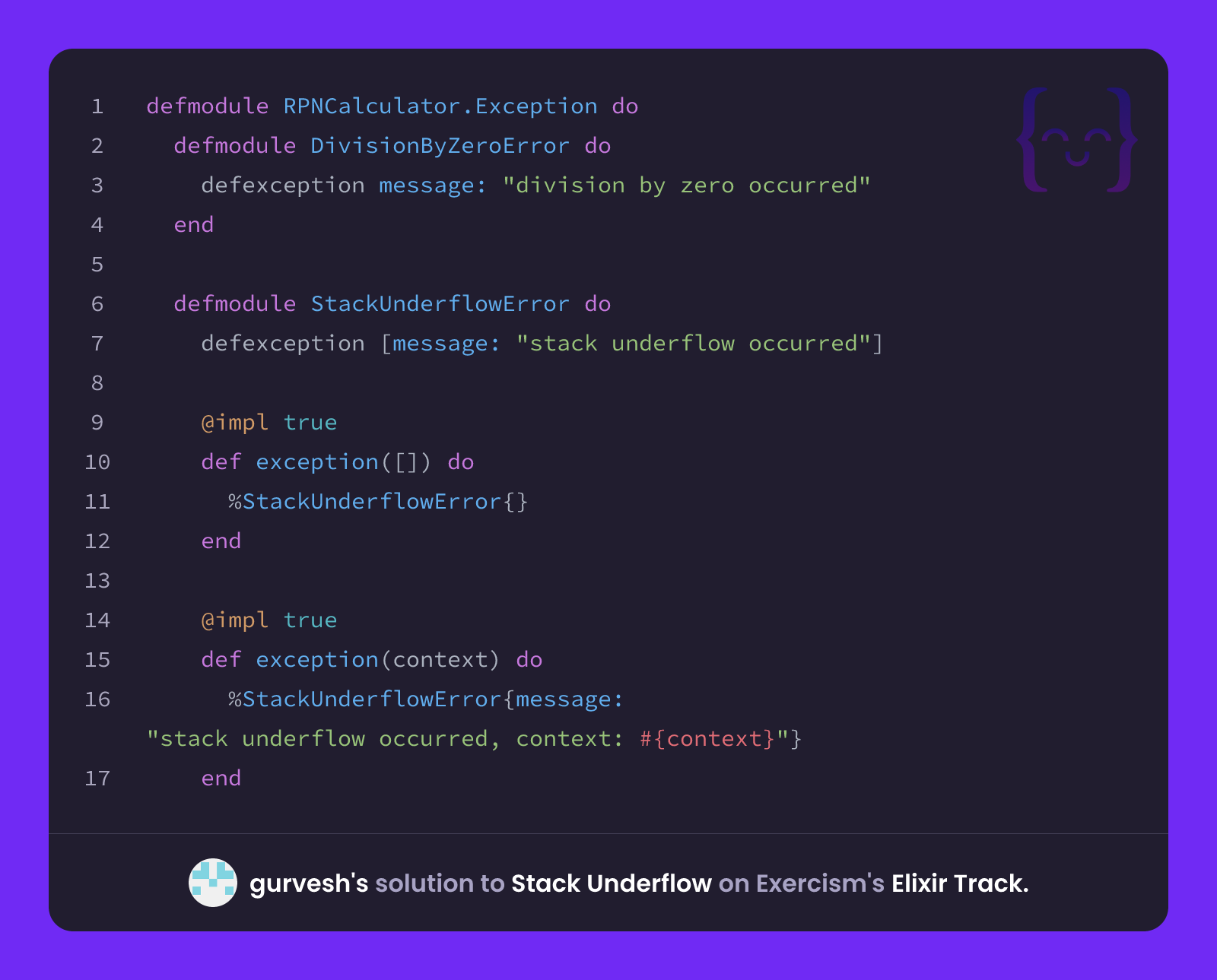 gurvesh's solution for Stack Underflow in Elixir on Exercism