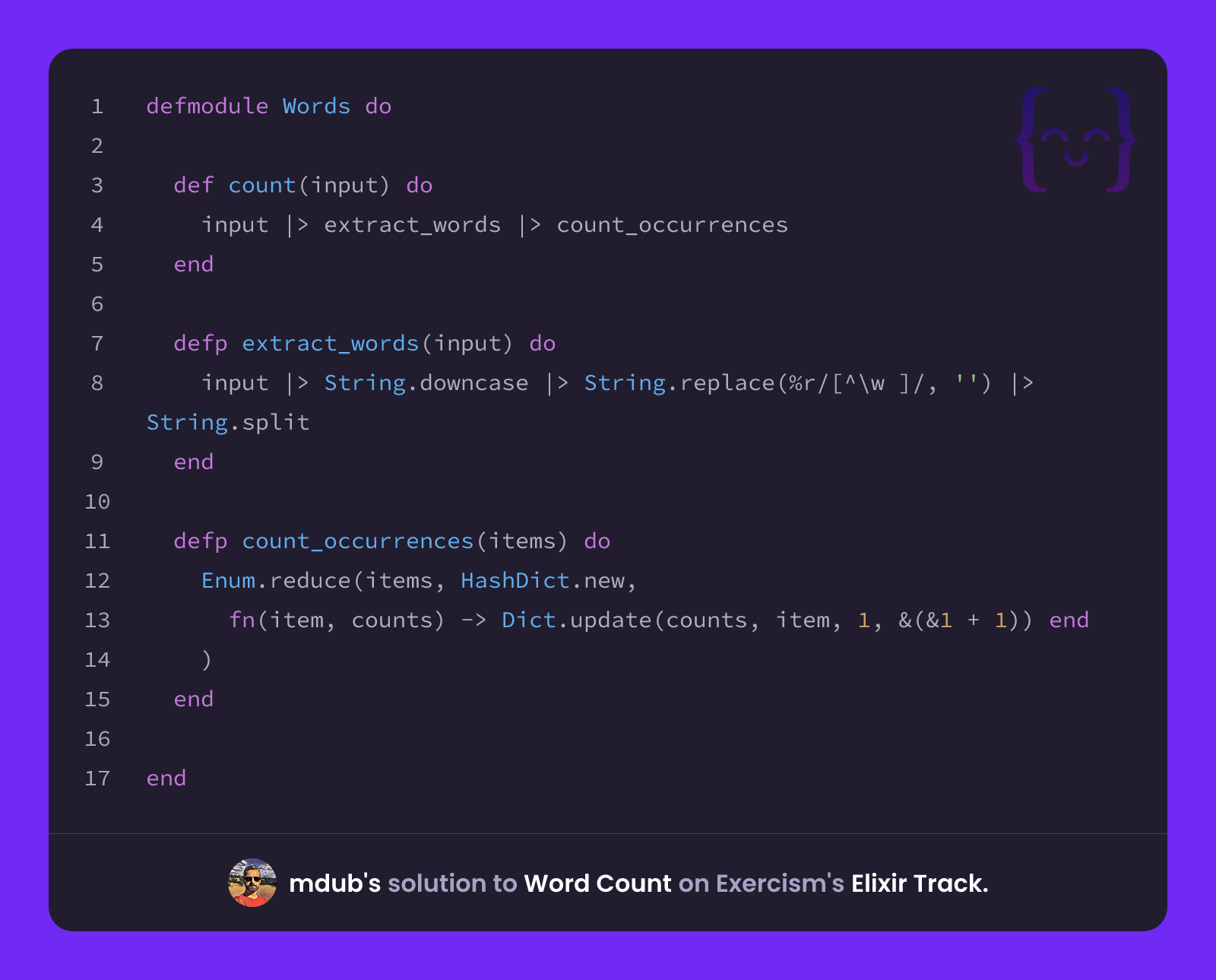mdub's solution for Word Count in Elixir on Exercism