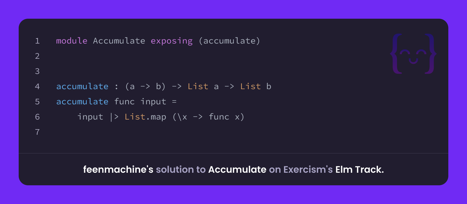 feenmachine's solution for Accumulate in Elm on Exercism