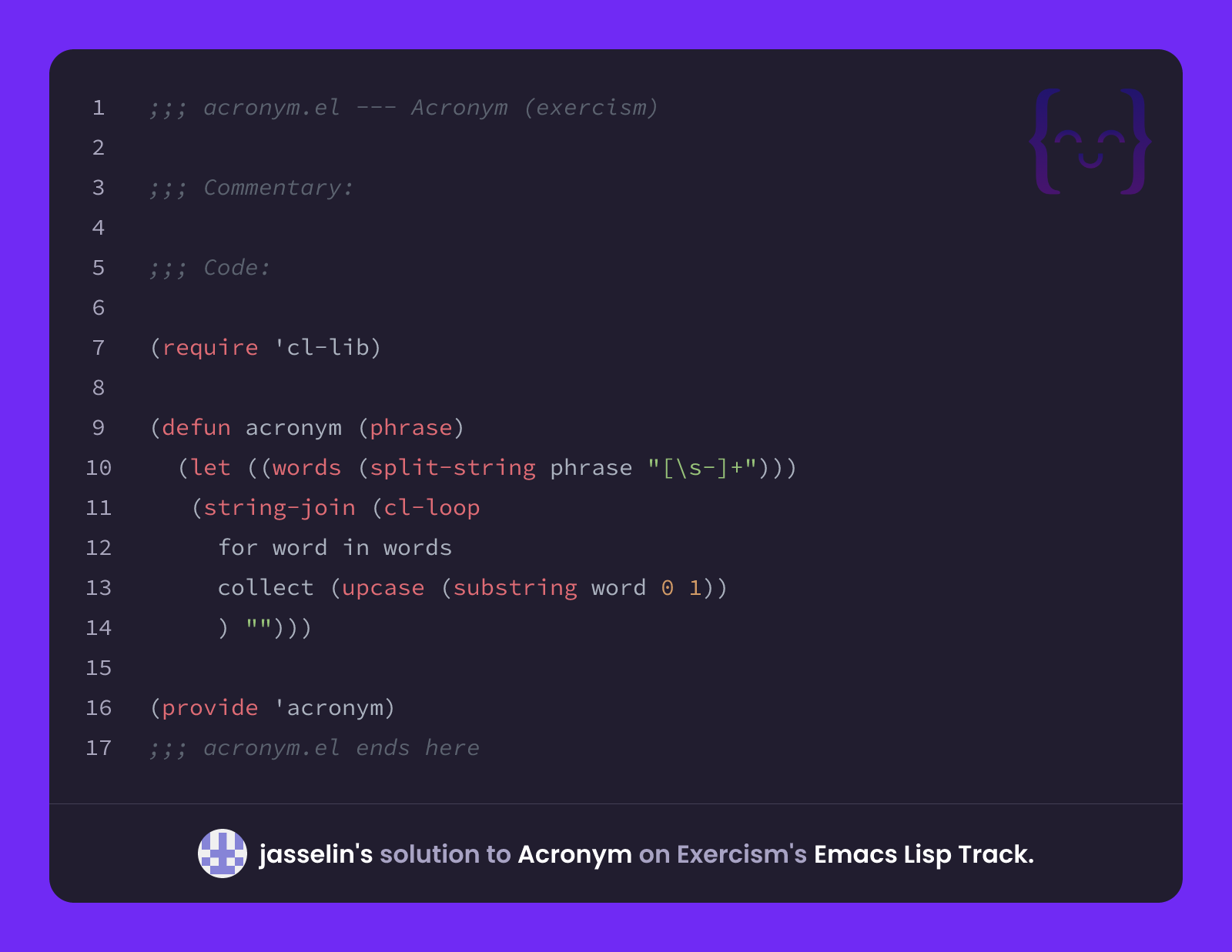 jasselin's solution for Acronym in Emacs Lisp on Exercism