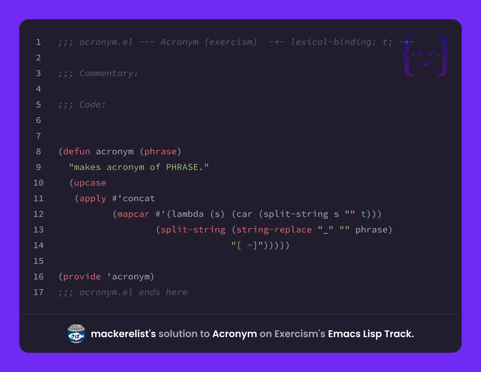 mackerelist's solution for Acronym in Emacs Lisp on Exercism
