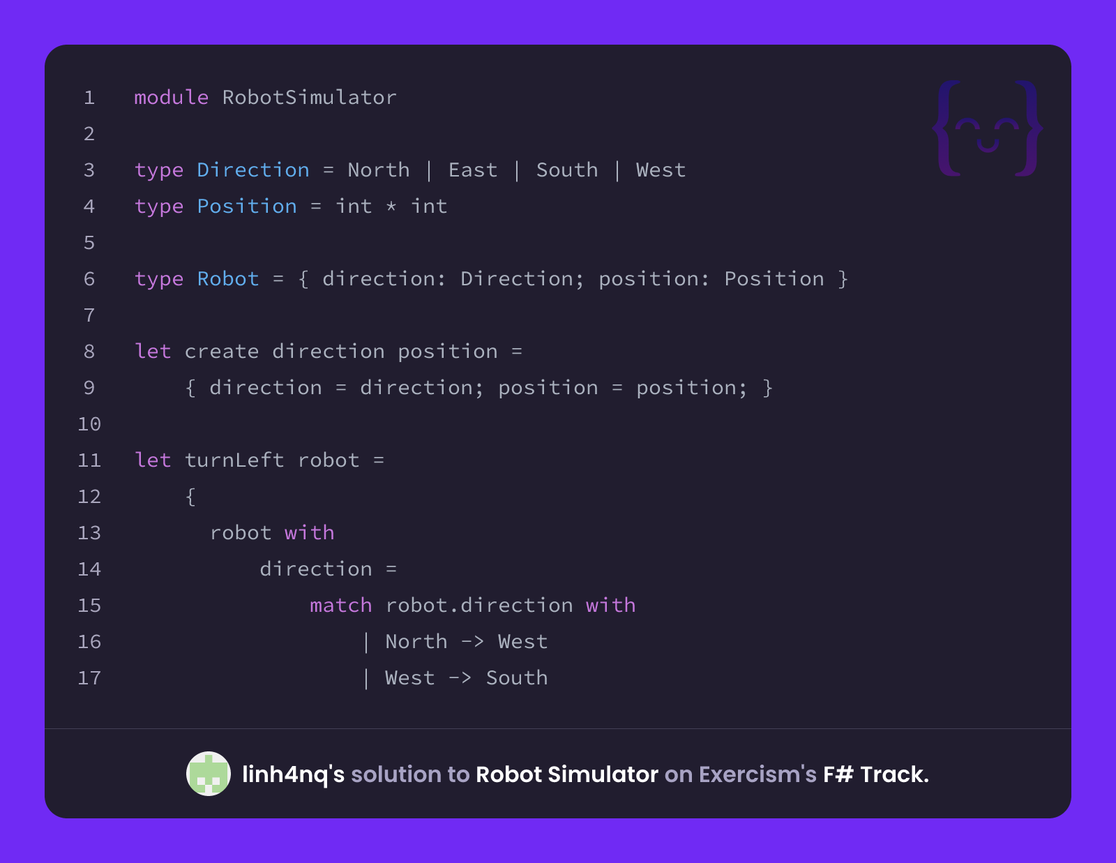 linh4nq's solution for Robot Simulator in F# on Exercism