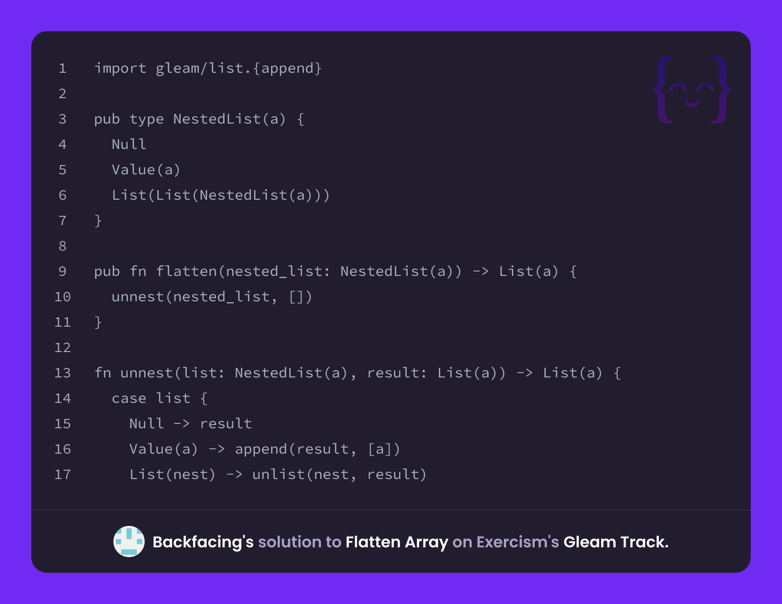 Backfacing's solution for Flatten Array in Gleam on Exercism