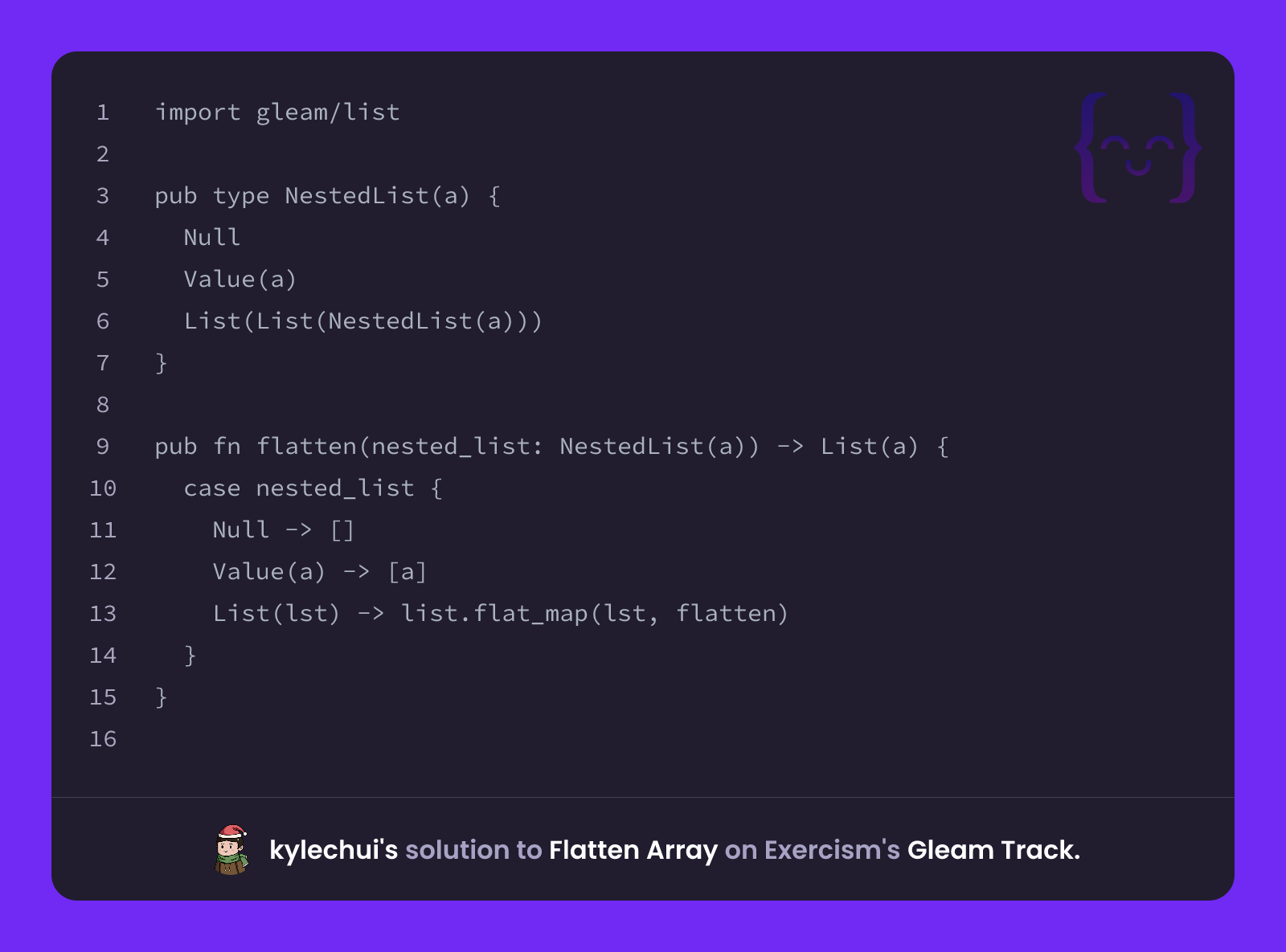kylechui's solution for Flatten Array in Gleam on Exercism