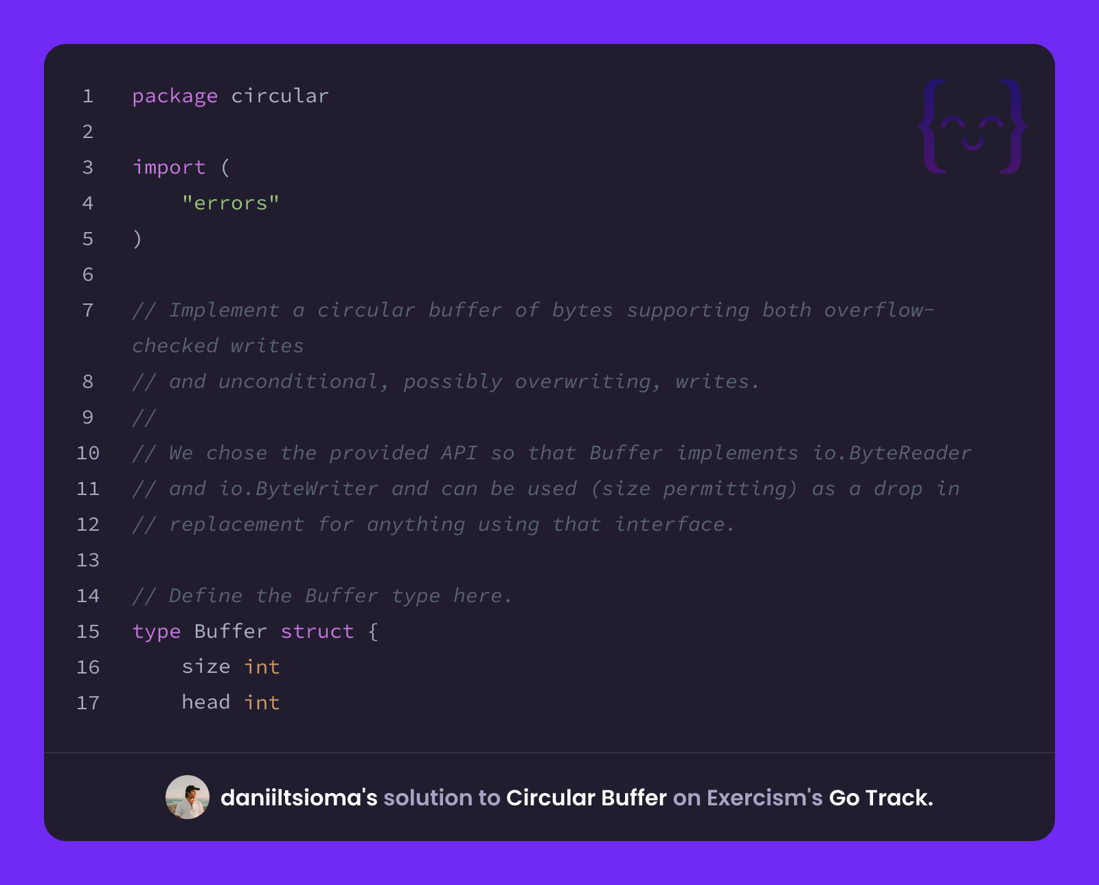 daniiltsioma's solution for Circular Buffer in Go on Exercism