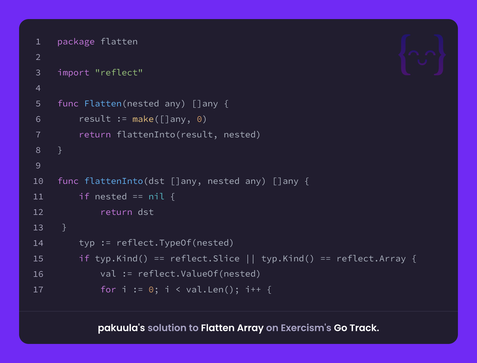 pakuula's solution for Flatten Array in Go on Exercism