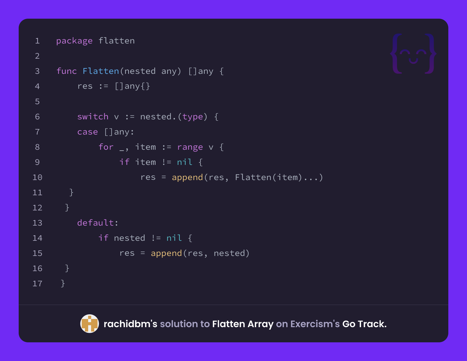 rachidbm's solution for Flatten Array in Go on Exercism