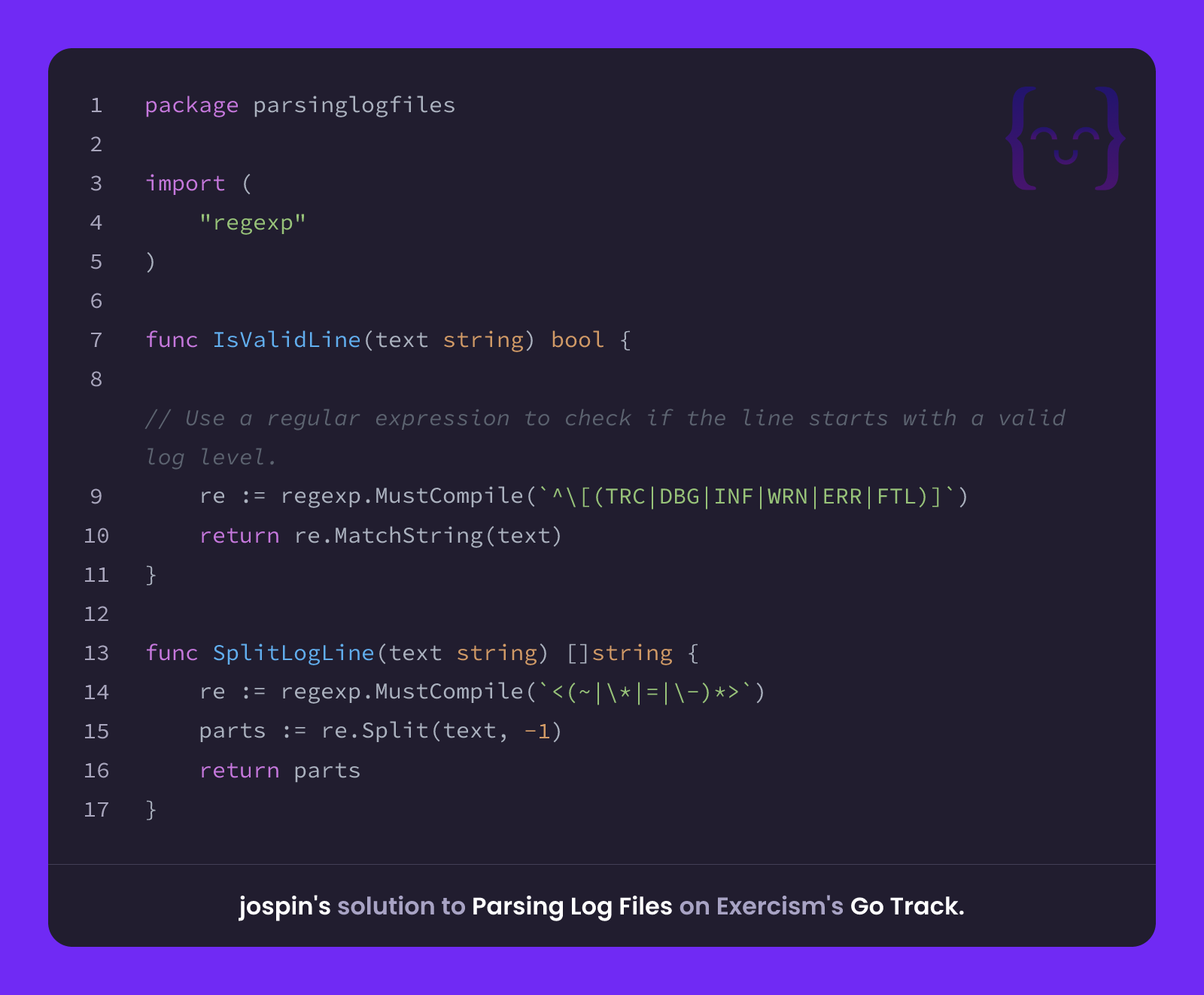jospin's solution for Parsing Log Files in Go on Exercism