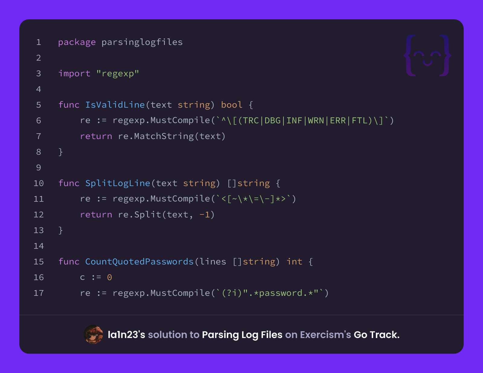 la1n23's solution for Parsing Log Files in Go on Exercism