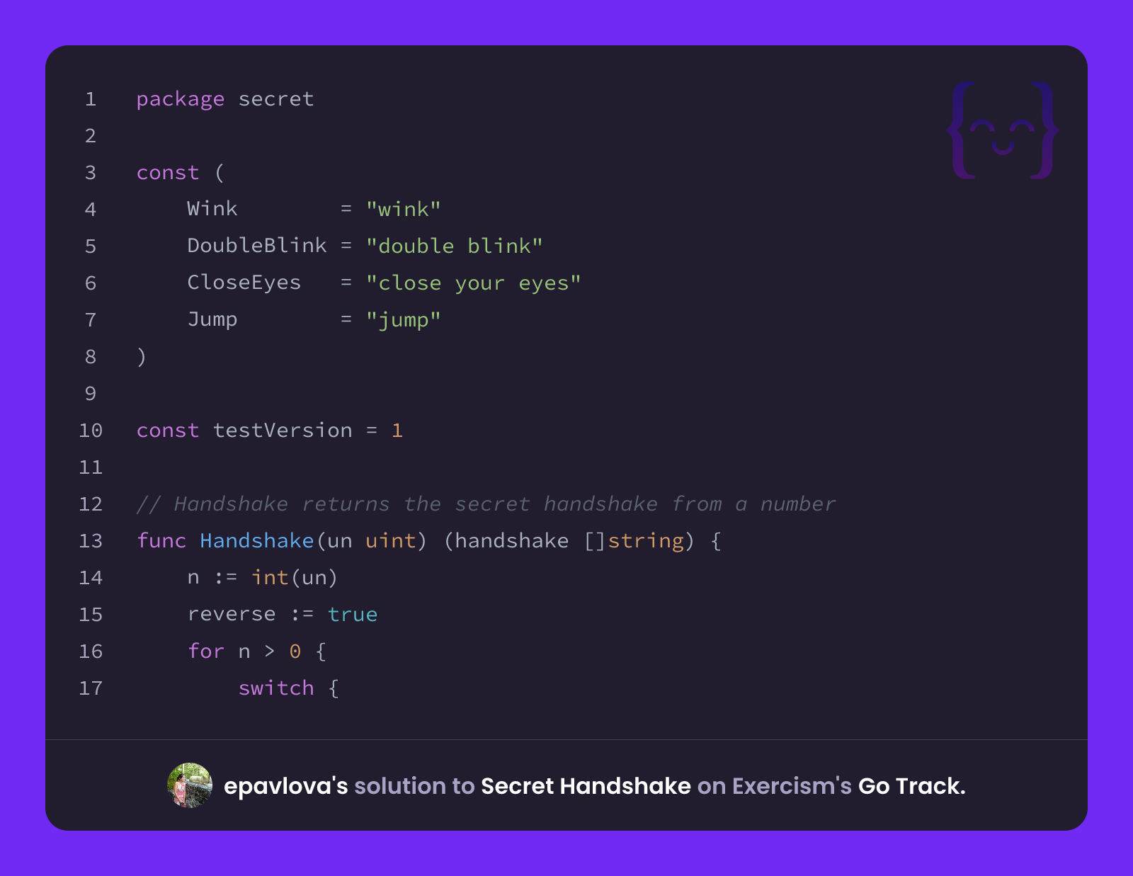 epavlova's solution for Secret Handshake in Go on Exercism