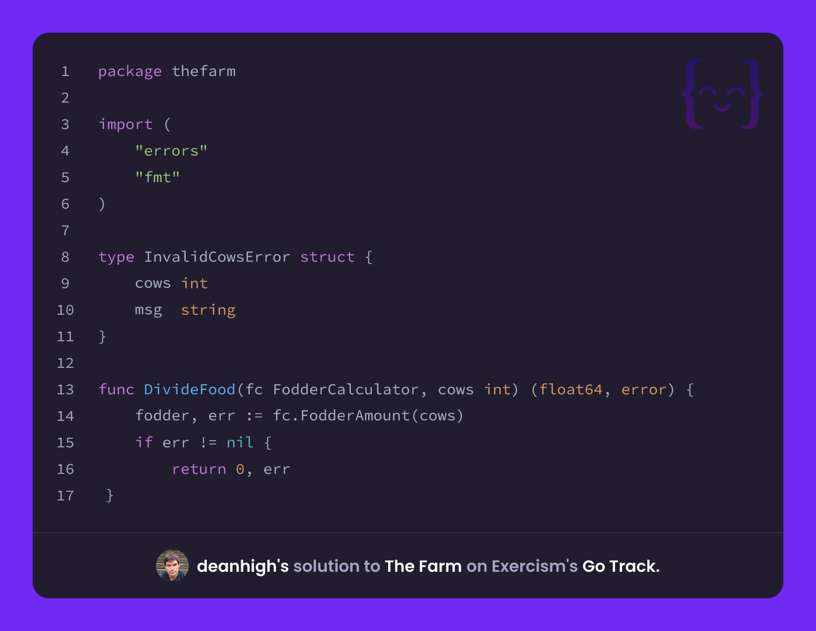 deanhigh's solution for The Farm in Go on Exercism