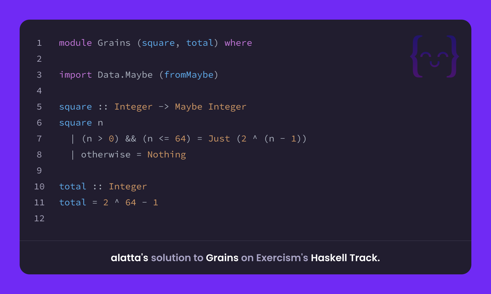 alatta's solution for Grains in Haskell on Exercism